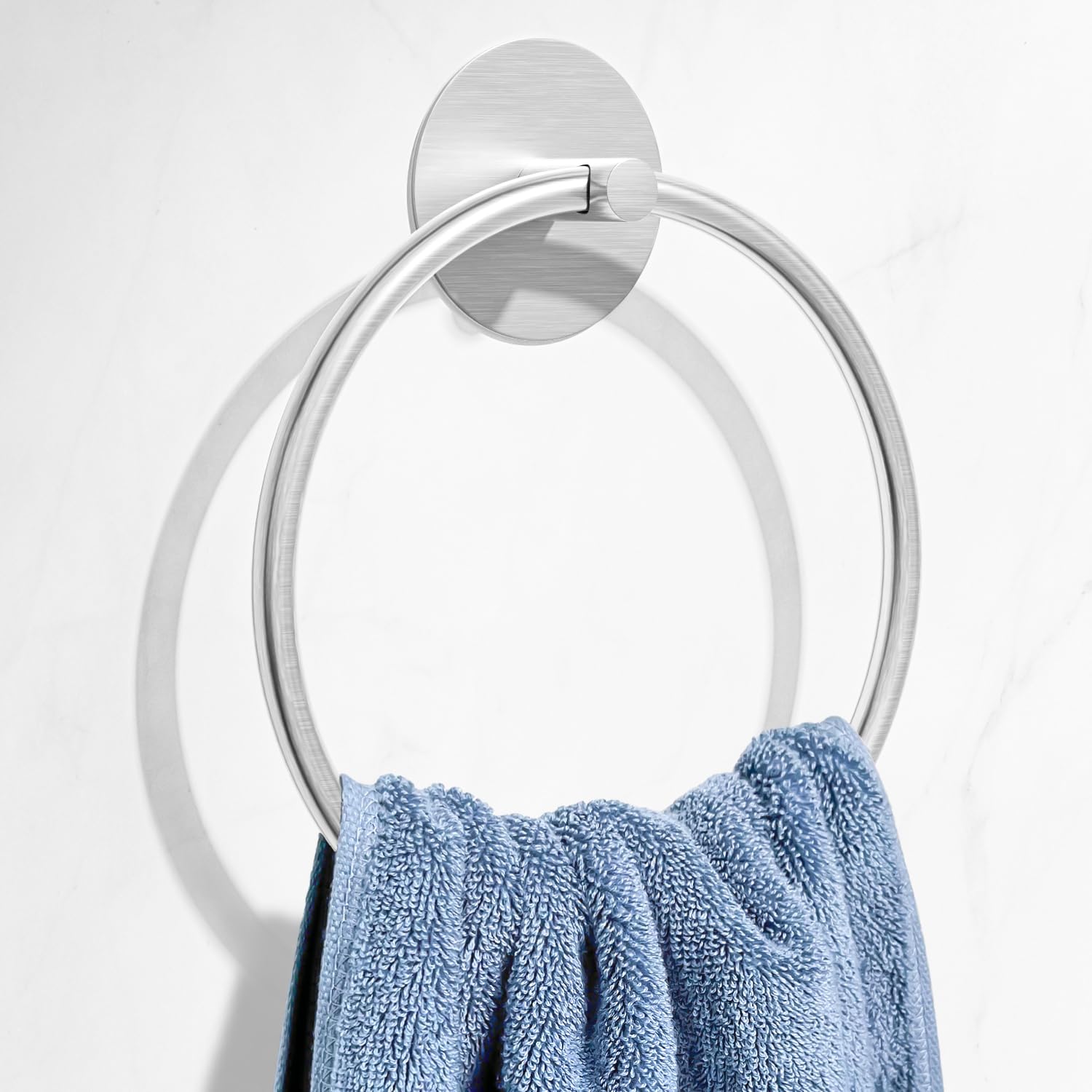 Premium SUS304 Stainless Steel Nickel Brushed Bathroom Towel Ring - Wall Mounted Adhesive Towel Holder for Bathroom & Kitchen Organization | Perfect for Modern Homes, Apartments, and Guest Bathrooms