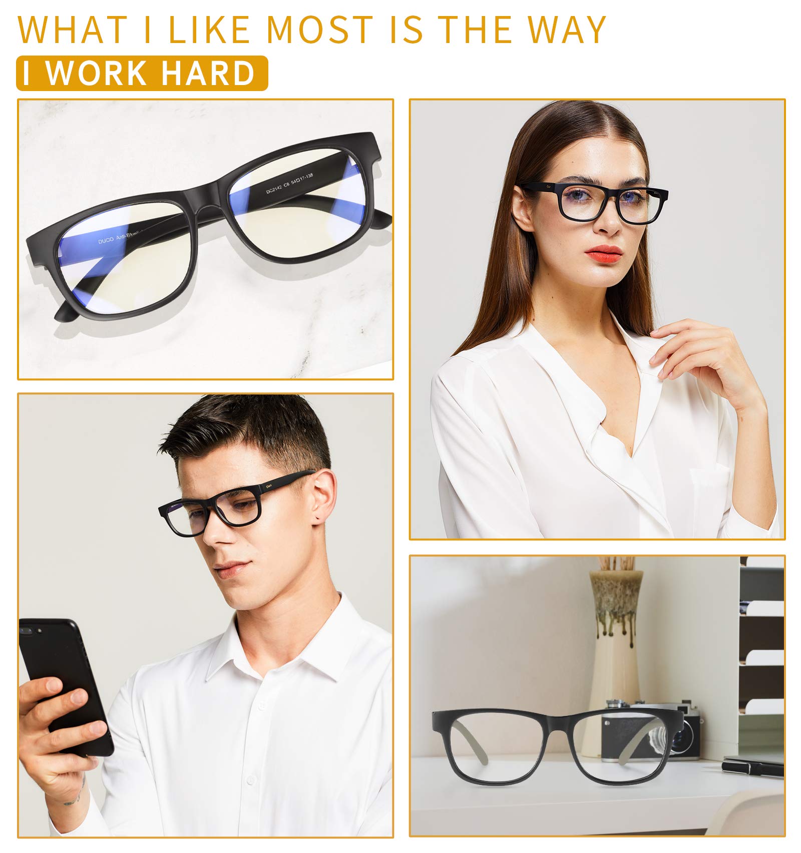 DUCO Blue Light Blocking Glasses for Gamers & Computer Use - Anti Eye Strain, UV Protection Gaming Glasses for PC, Phone & Digital Screen Use