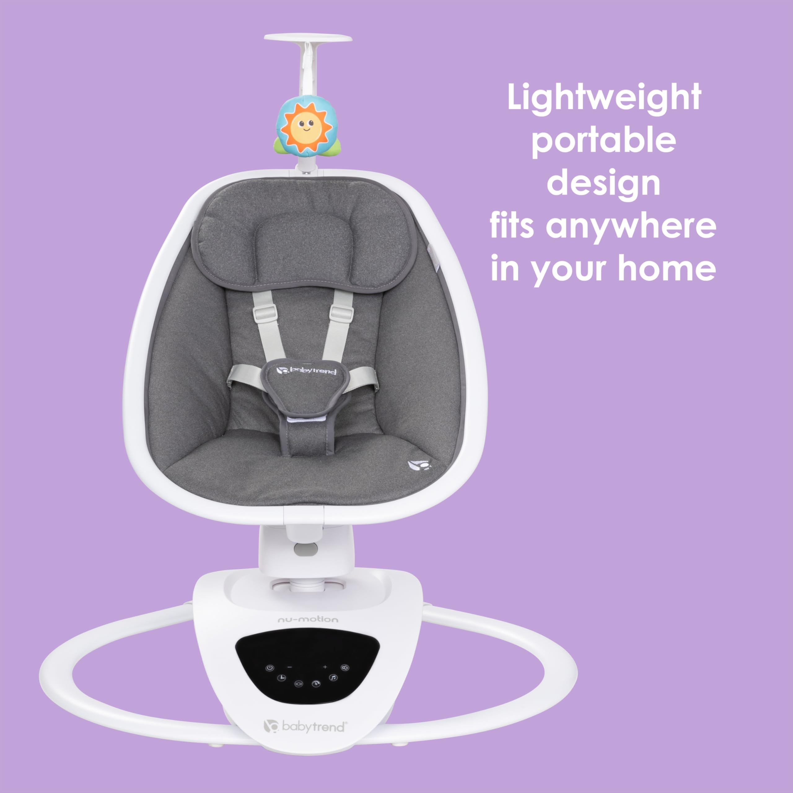 Baby Trend NuMotion Infinity Swing - Auto Gliding Baby Swing with 6 Speeds & Soothing Sounds, Dash Tan | Perfect for Newborns & Infants, Ideal for Nursery, Living Room & Travel