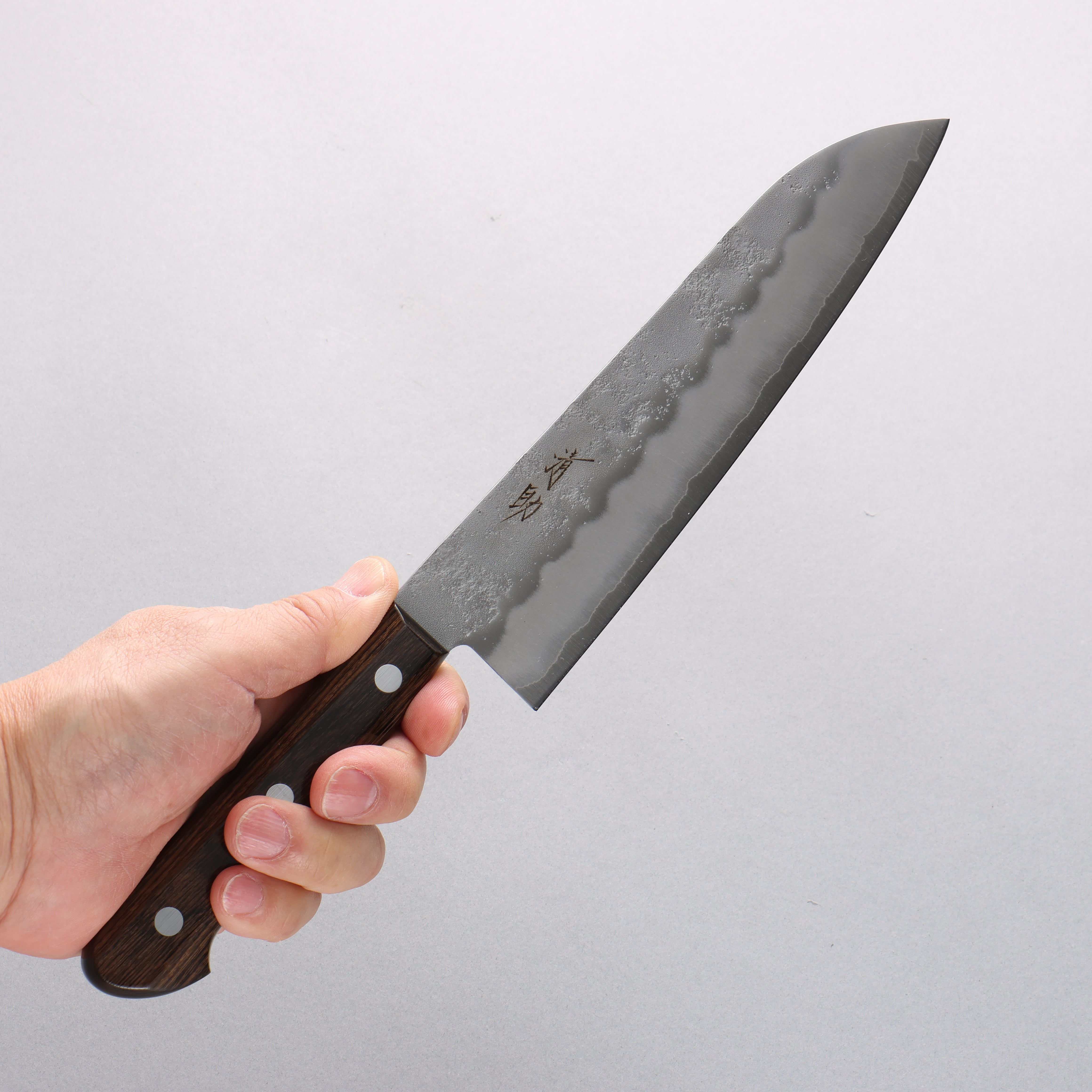 Premium Seisuke Silver Steel No.3 Nashiji Santoku Knife 180mm - Japanese Chef Knife with Brown Pakkawood Handle - Perfect for Slicing, Dicing & Chopping Vegetables, Meat & Fish