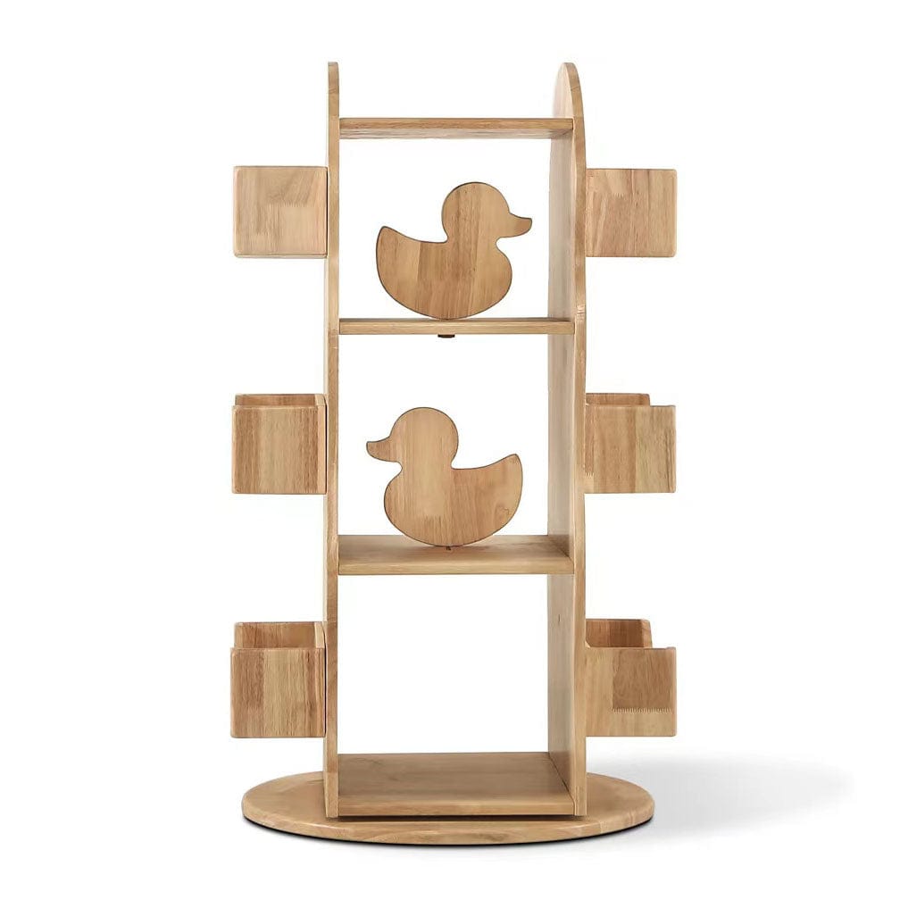 BINDI Revolving Solid Wood Bookcase - 360° Rotating Bookshelf for Home Office, Living Room, Bedroom - Modern Storage Organizer for Books, Decor & Essentials