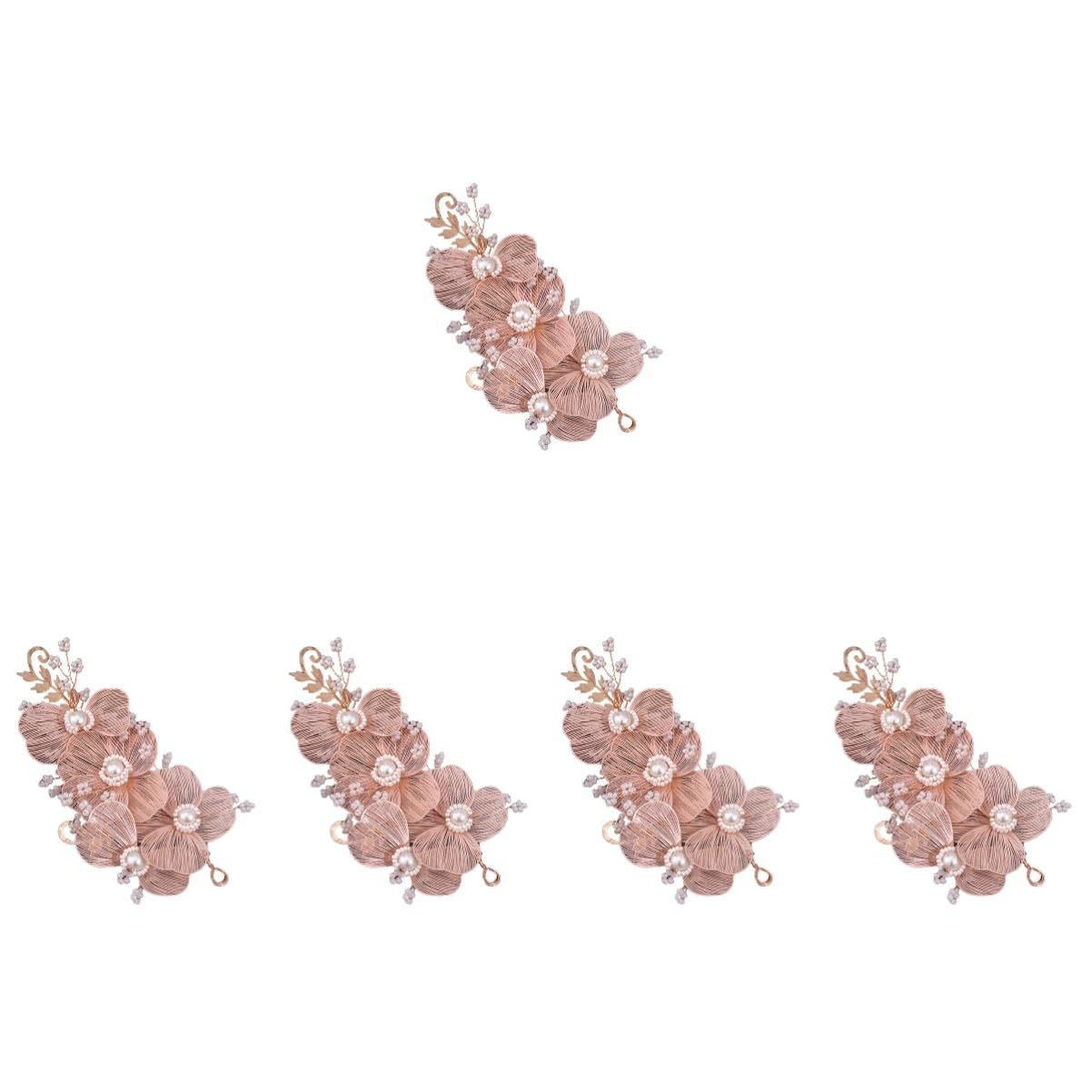 5pcs Floral Hair Accessories for Women - Wedding Headbands, Bridal Hair Ties, Girls Hair Clips & Wig Headbands - Perfect for Bridal Showers, Prom, Parties & Special Occasions