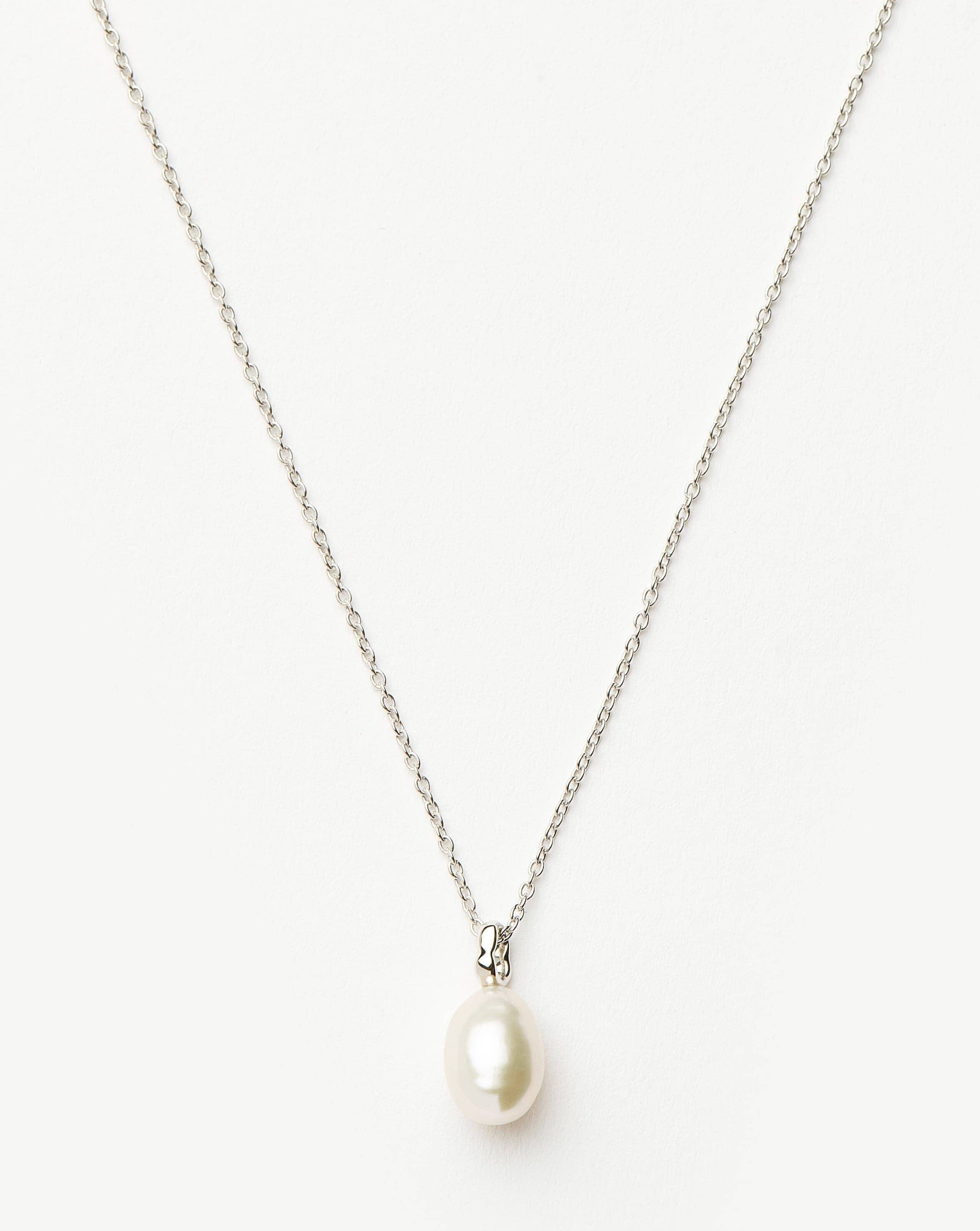 Baroque Pearl Pendant Necklace - 14K Solid White Gold Organic Pearl Jewelry for Women, Elegant Gift for Wedding, Anniversary & Special Occasions