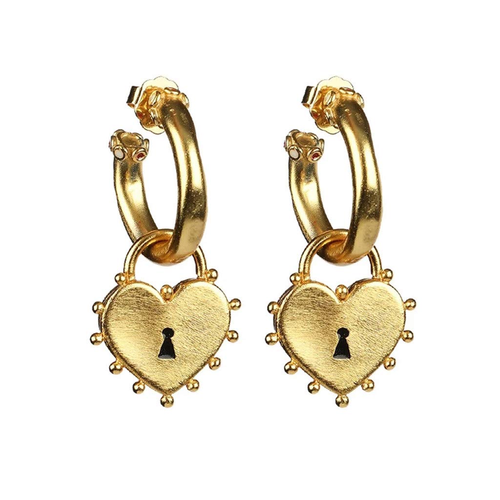 Stylish Small Gold Hoop Earrings for Women - Heart Lock Pendant Dangle Earrings | Perfect for Date Night, Parties & Everyday Wear