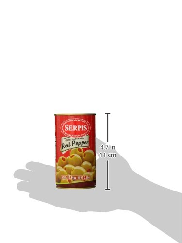 Premium Serpis Olives Stuffed with Red Pepper - 12.34oz (6-Pack) | Gourmet Spanish Appetizer for Charcuterie Boards, Tapas & Cocktail Parties