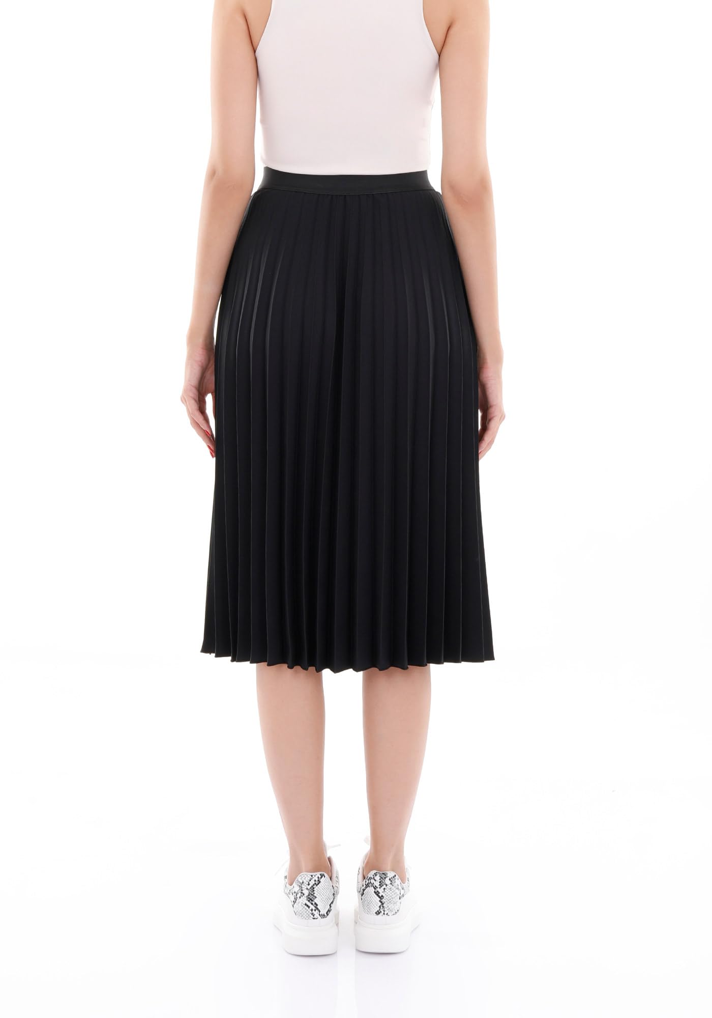 G-Line Women's Pleated Midi Skirt - High Waisted Knee Length Skirt for Work, Office & Casual Outfits | Flattering A-Line Design for Spring & Summer Fashion