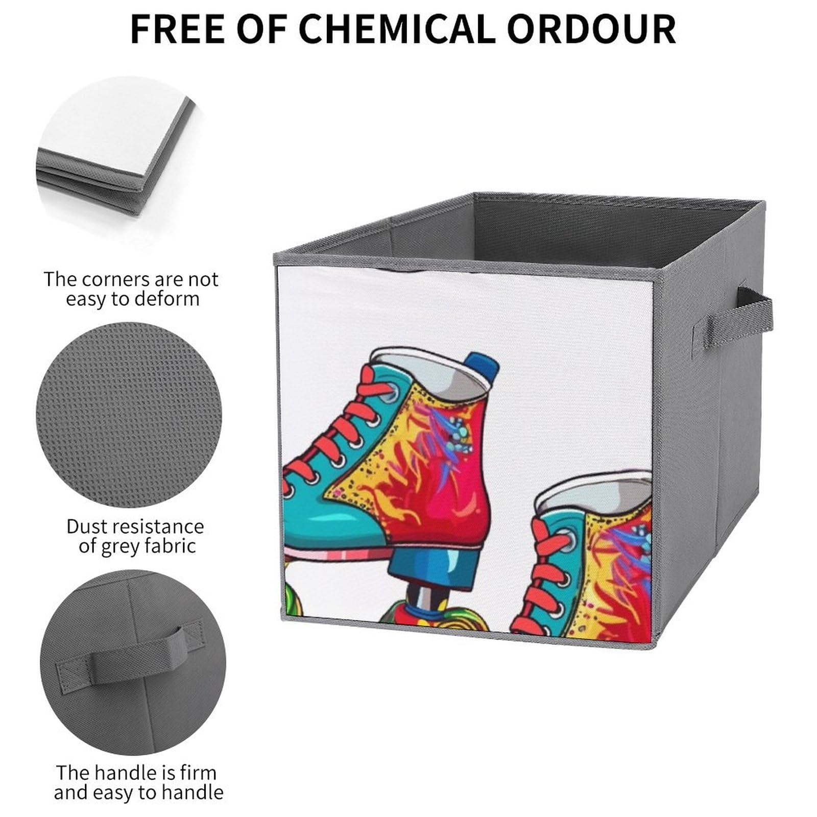 6-Pack Colorful Roller Skates Collapsible Storage Bins with Handles - Large Closet Organizer, Clothing Storage Boxes for Home, Office & Kids Room Organization