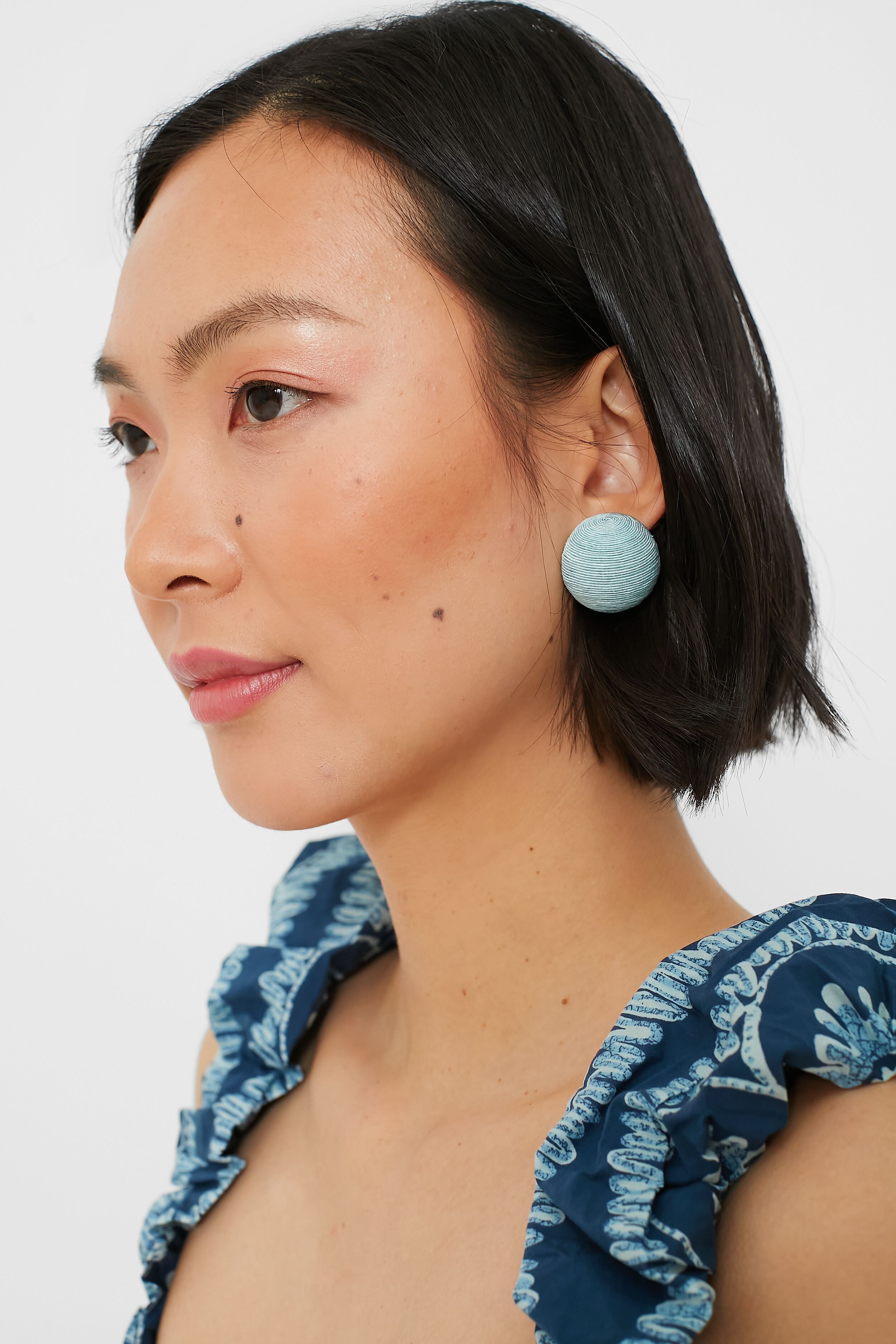 Blue Silk Casey Stud Earrings for Women - Elegant & Hypoallergenic Fashion Jewelry - Perfect for Parties, Weddings & Everyday Wear