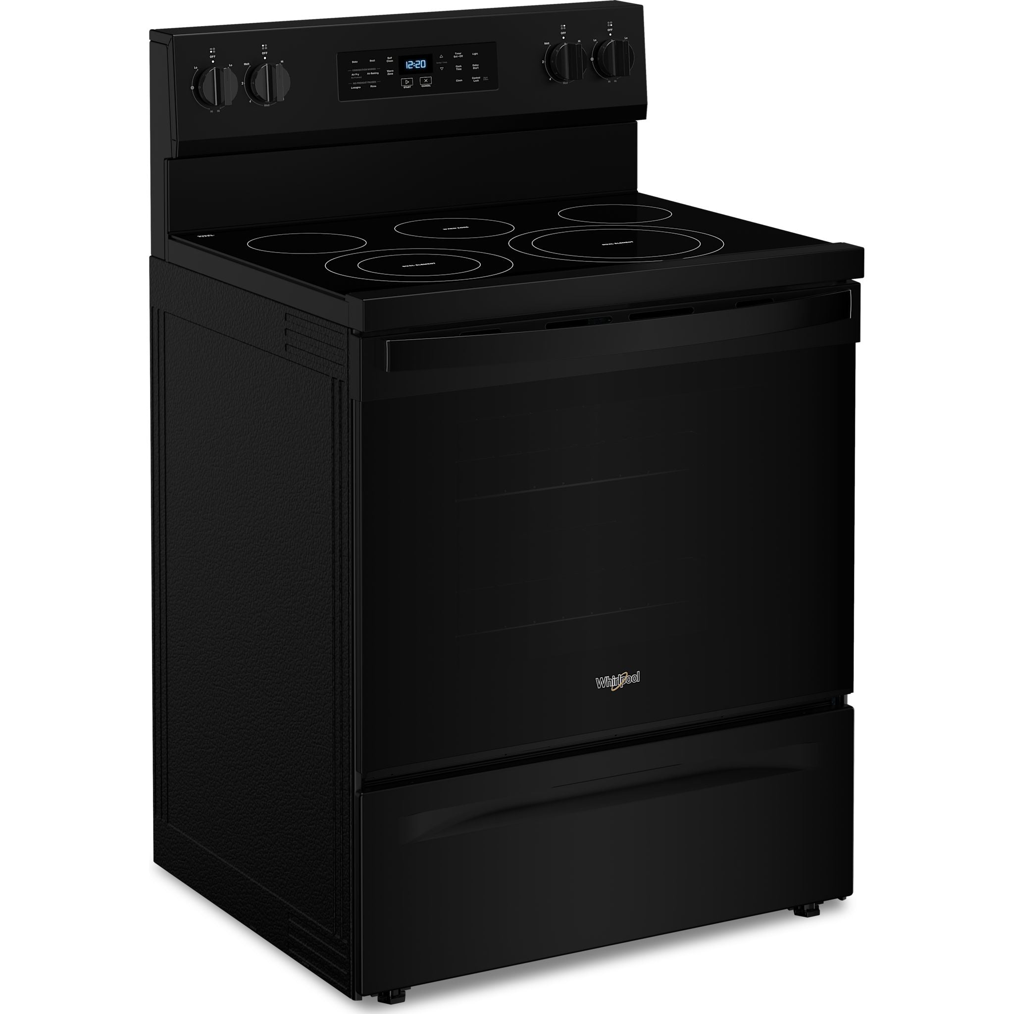 Whirlpool 30-Inch Electric Range with 5 Burners - YWFES5030RB in Black | Perfect for Modern Kitchens, Home Cooking & Baking