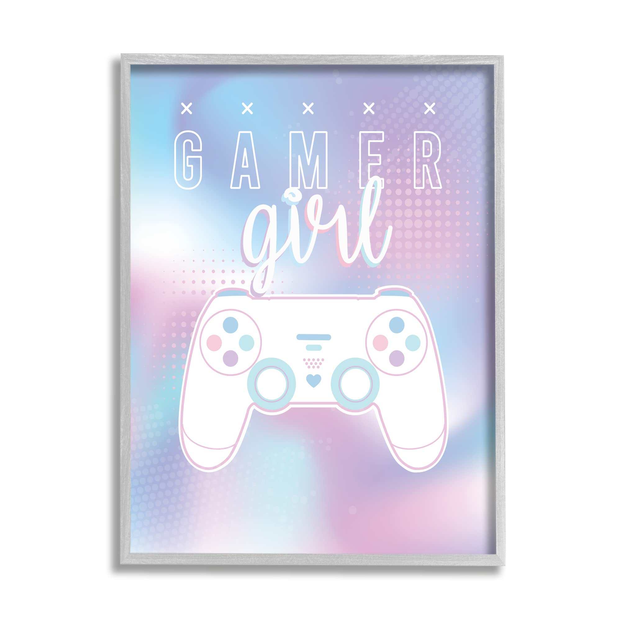 Stupell Industries Gamer Girl Pastel Typography Video Game Controller Wall Art - Playful Gaming Room Decor for Girls & Teens - Perfect for Bedroom, Game Room & Dorm