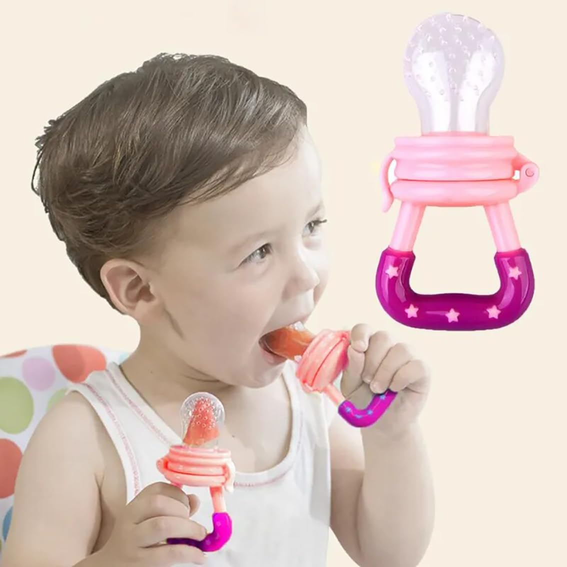 GLUN® Soft Silicone Baby Feeder with Anti-Choking Design - Safe Fruit & Food Pacifier Teether for Infants 3-12 Months - Perfect for Introducing Solids & Soothing Teething Pain at Home or On-the-Go