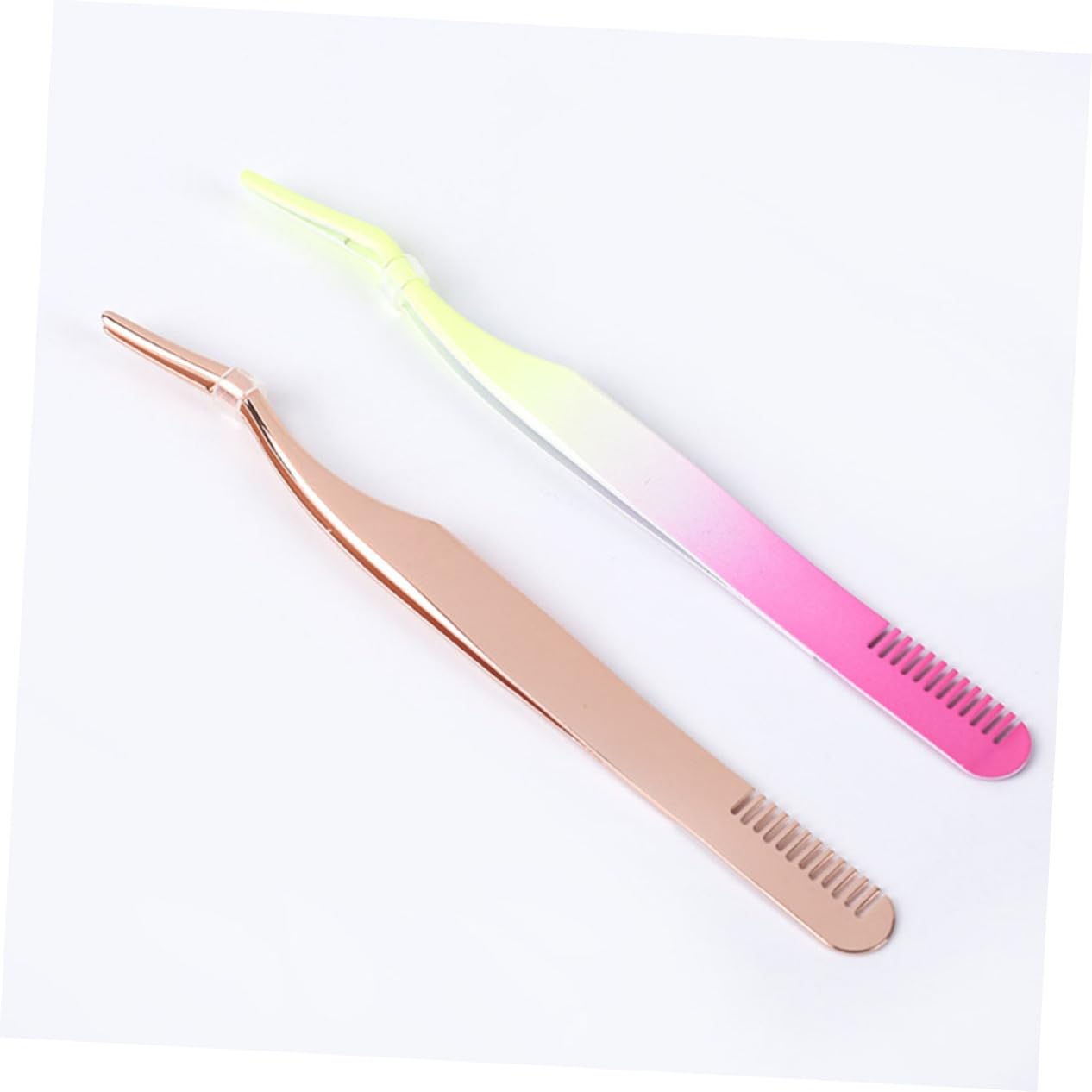 **Hemoton 2-Piece Rose Gold Eyelash Extension Tweezers Set – Curved Tip Lash Clips & Grafting Tools for Professional & DIY Lash Extensions – Perfect for Salon, Home Use & Makeup Kits**