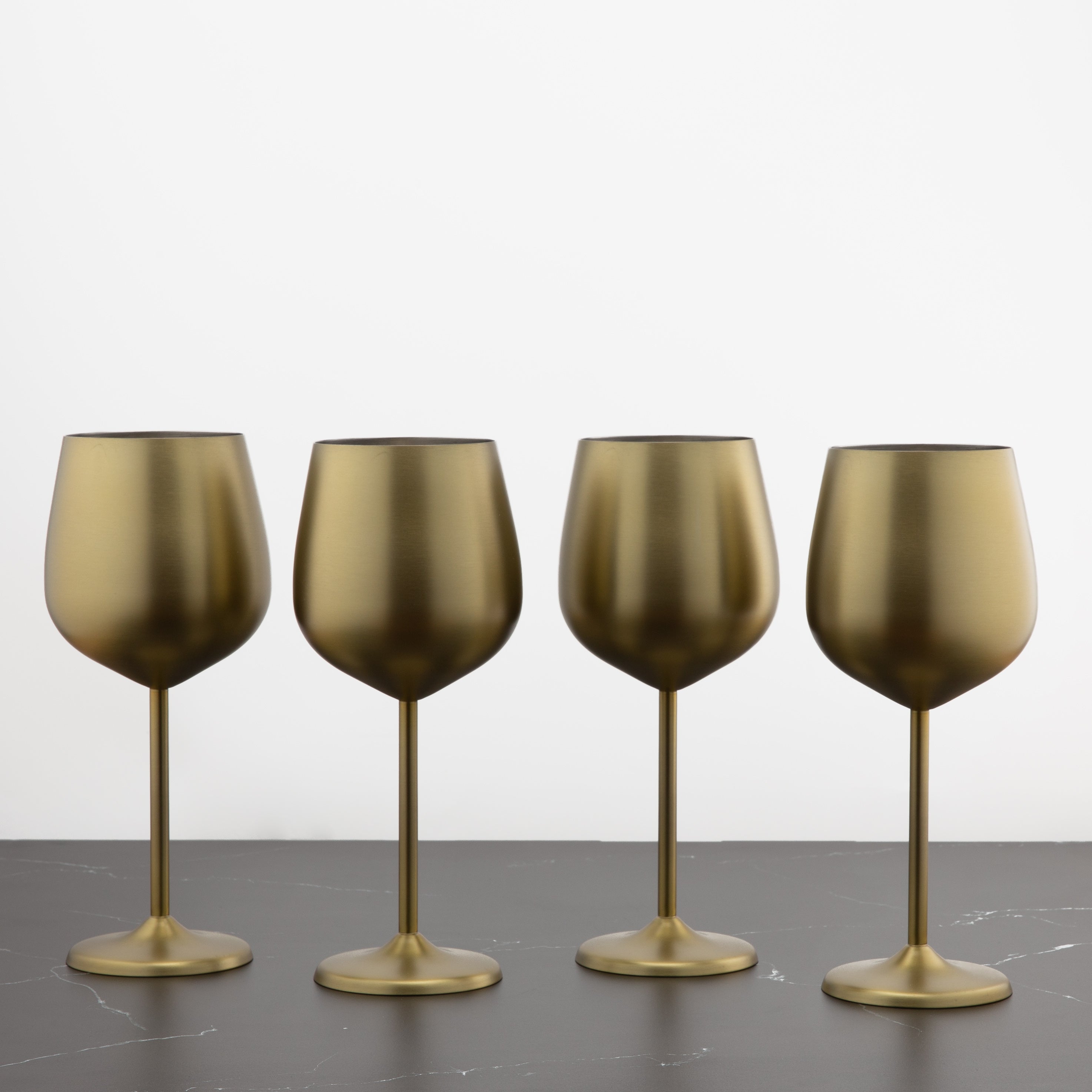 Premium Gold Stainless Steel Wine Glasses Set of 4 - Elegant & Durable Stemware for Parties, Weddings, and Home Entertaining