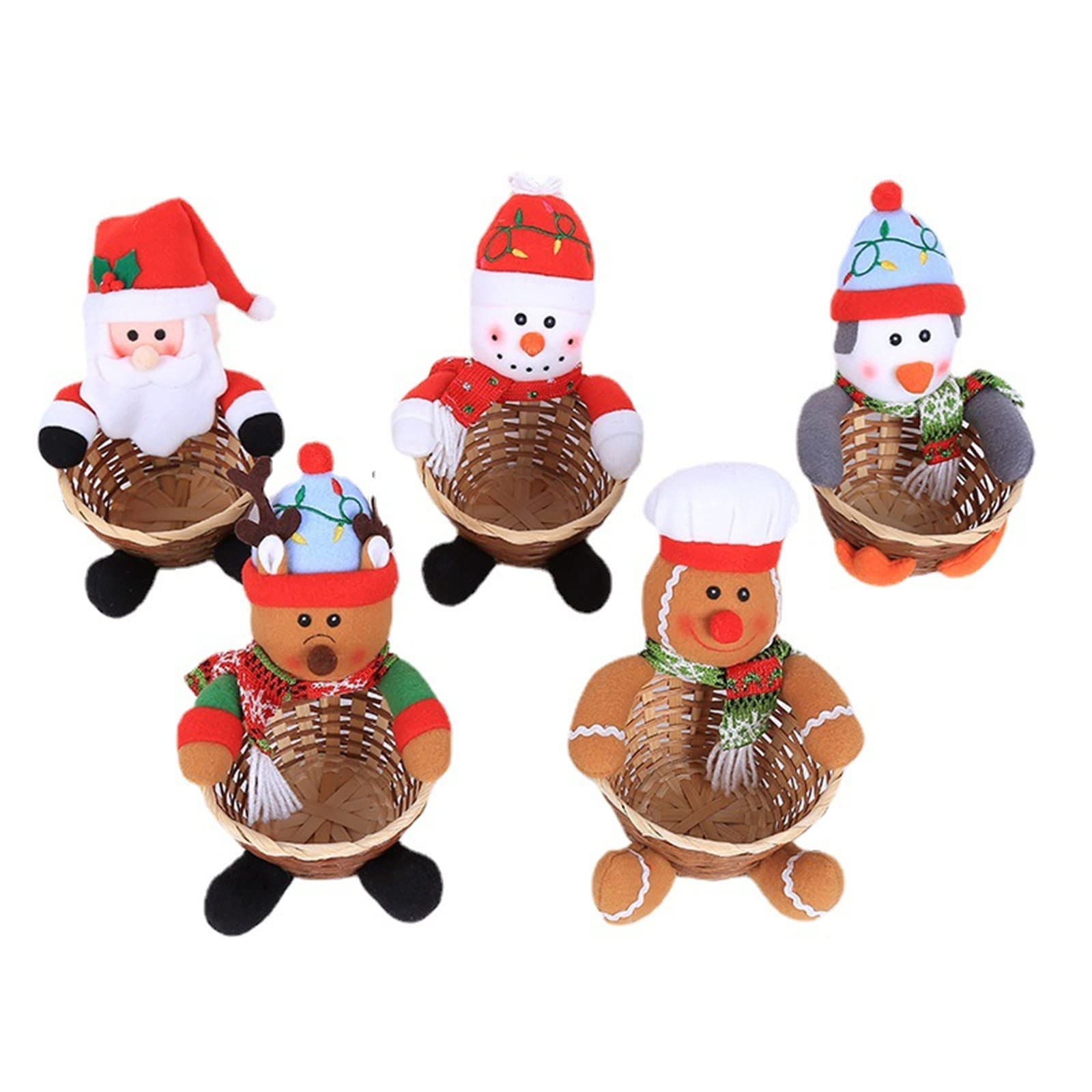 Handmade Christmas Santa Claus Candy Basket - Xmas Table Decor & Holiday Gift with Snowman Design (Gingerbread Man Style, 4.72x7.09 inch) - Perfect for Holiday Parties, Gift Exchanges & Festive Home Decor