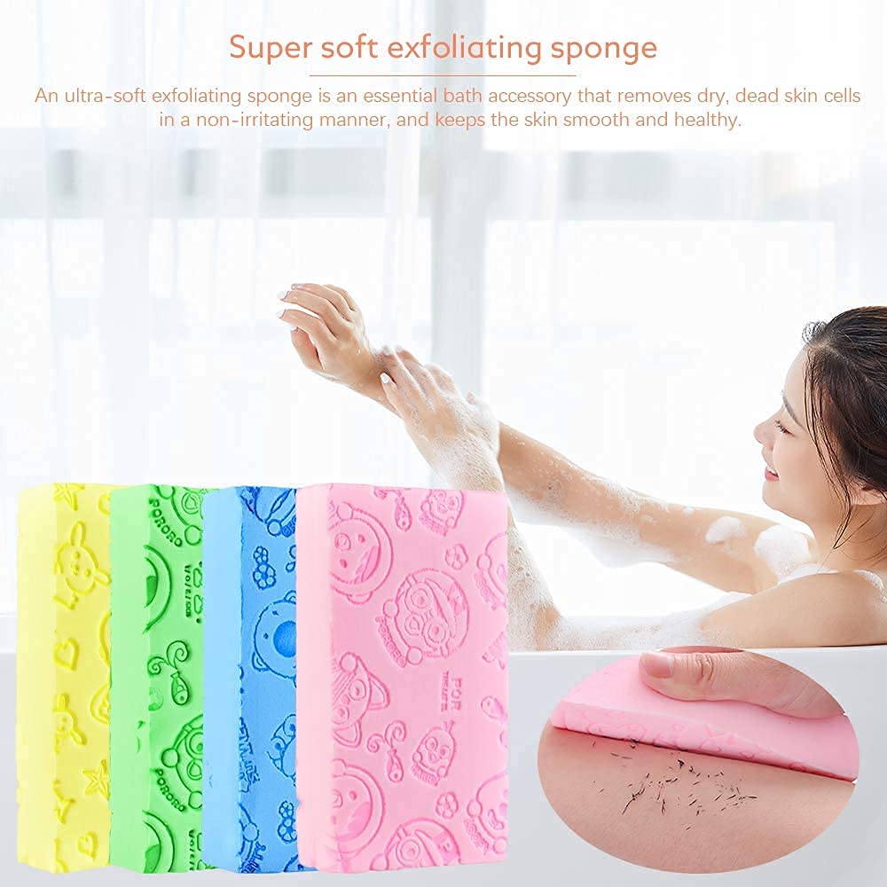 ARUHIU Soft Exfoliating Bath Sponge for Women & Men - Gentle Body & Face Scrubber for Dead Skin Removal - Multi-Color Pack of 2 - Perfect for Shower, Spa & Daily Skincare Routine