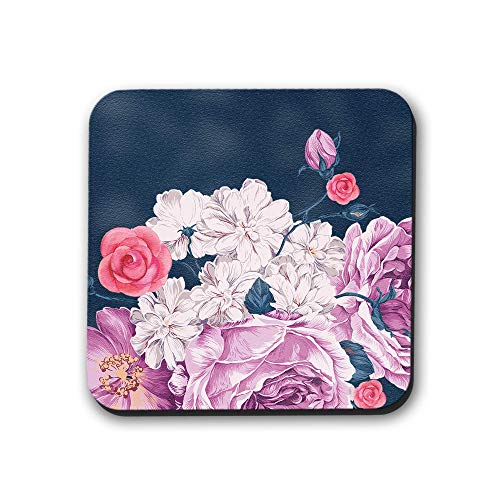 Elegant White Floral Coasters Set of 6 - Absorbent Cork Backing for Hot & Cold Drinks - Perfect for Coffee Tables, Dining Tables, and Home Decor