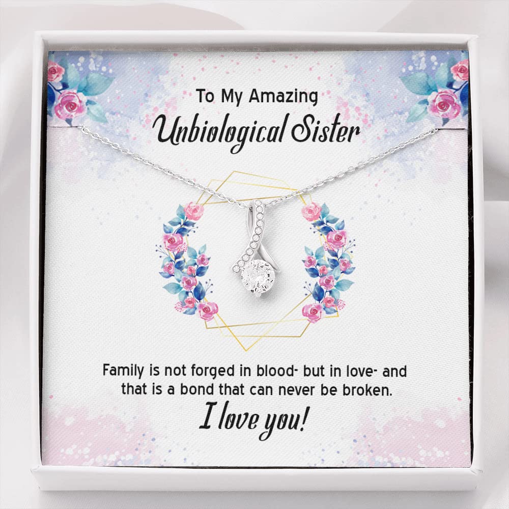 Unbiological Sister Necklace - Meaningful BFF Best Friend Birthday Gift for Adoptive Sisters | Perfect for Sisterhood Celebrations, Adoption Anniversaries & Heartfelt Surprises