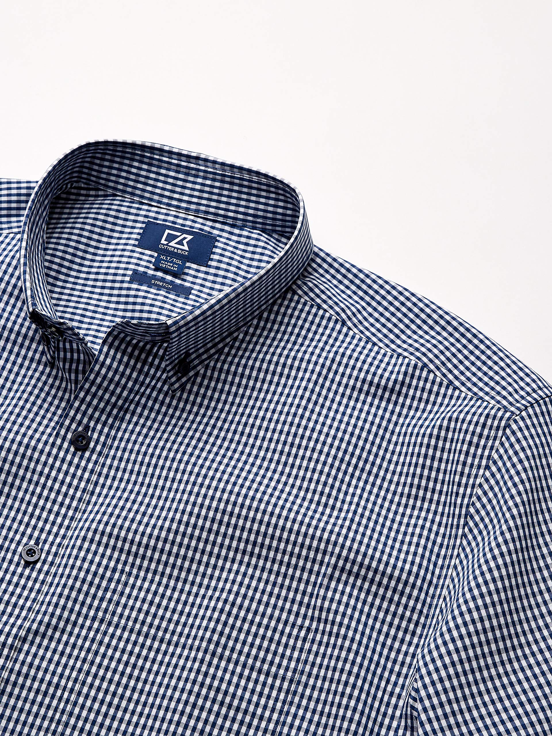 Cutter & Buck Men's Big & Tall Short Sleeve Anchor Gingham Button Up Shirt - Comfortable Casual Wear for Summer & Outdoor Activities