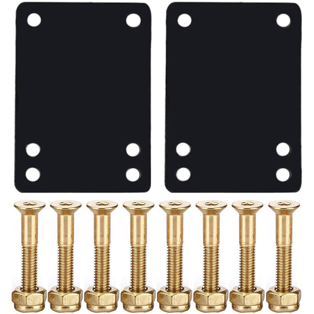 Premium Skateboard & Longboard Riser Pads - Shock Absorbing PU Bushings with Gold Hardware Set (Nuts & Bolts) - Perfect for Cruisers, Scooters & Street Skateboarding - Reduce Vibration & Protect Your Deck