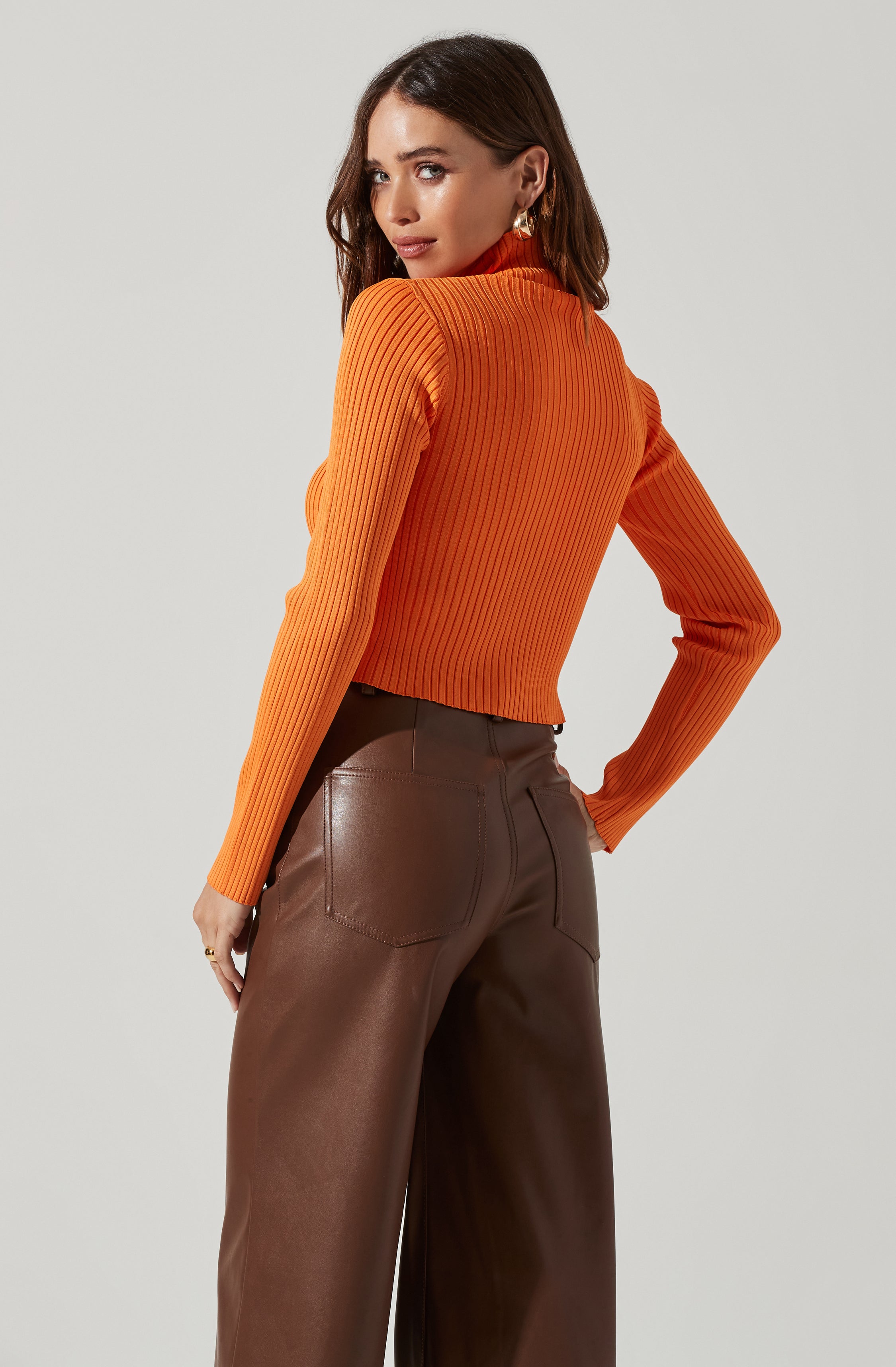 Elia Mock Neck Cutout Sweater Women's Fashion Knit Top | Trendy Winter Pullover for Casual Outfits & Date Nights