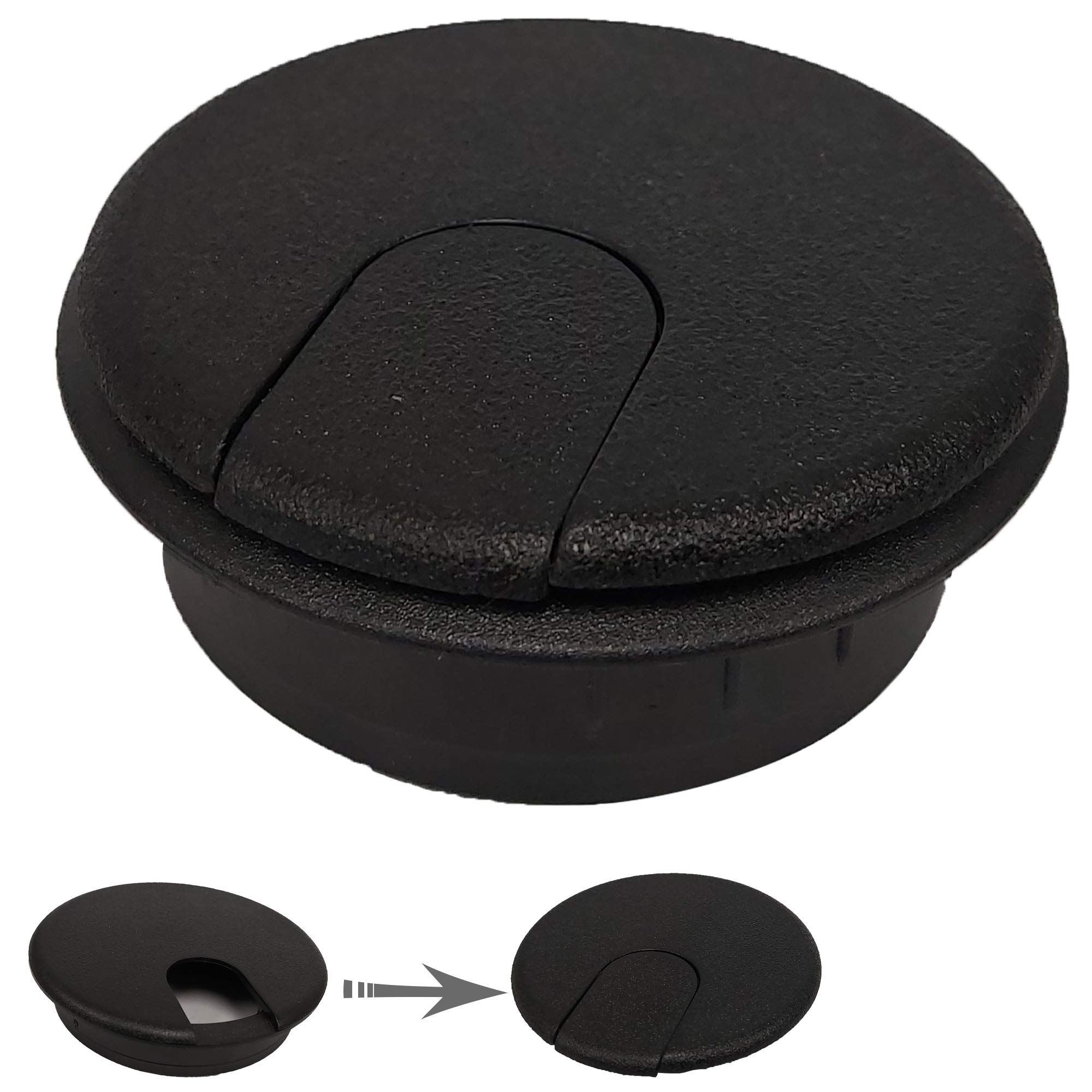 2-Pack Plastic Desk Grommets - Cable Management Hole Covers for Office & Home Workspace Organization (White) - Perfect for Computer Desks, Workstations, and Home Office Setups