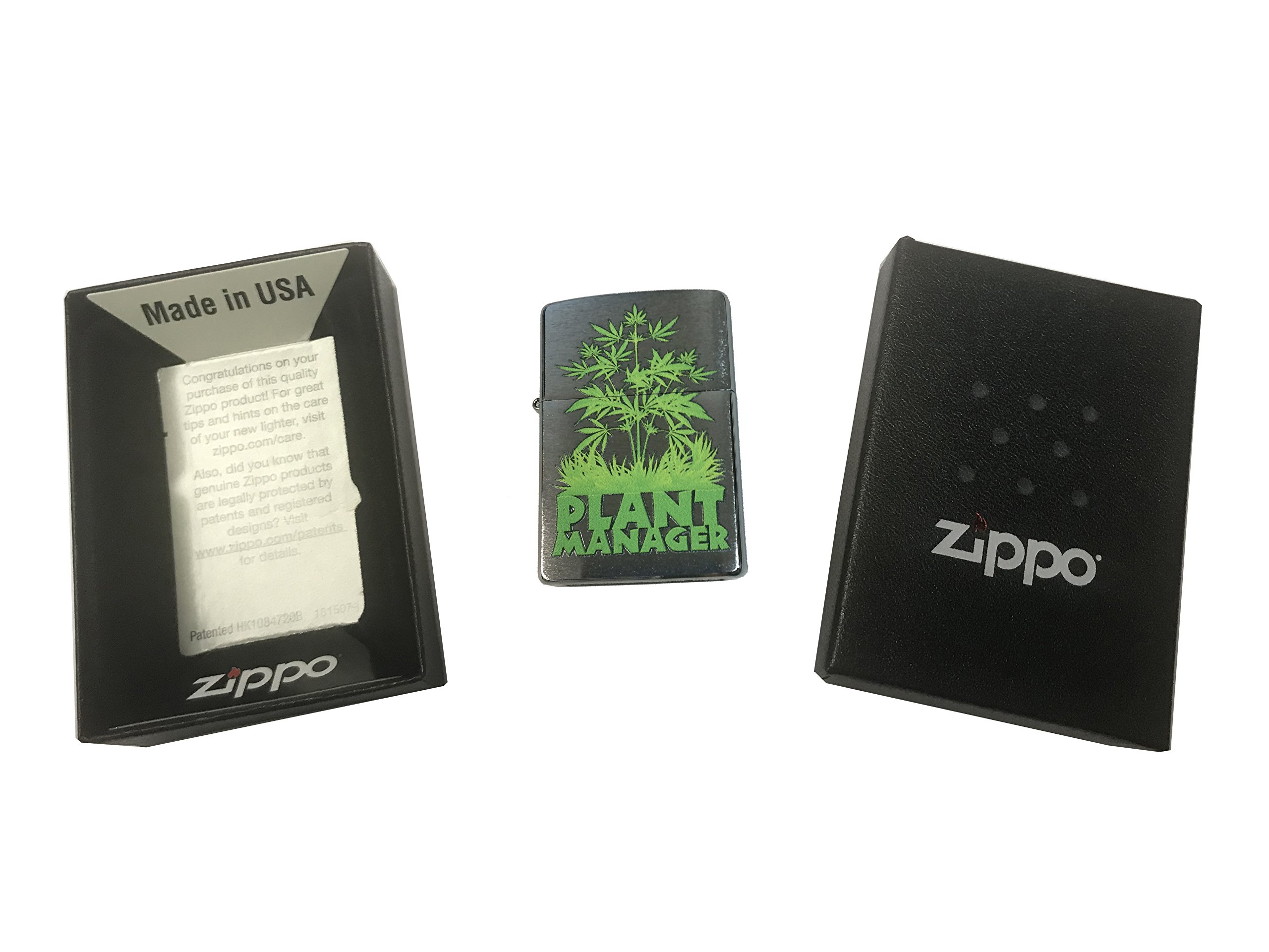 Custom Zippo Lighter with Weed Leaf Design - 