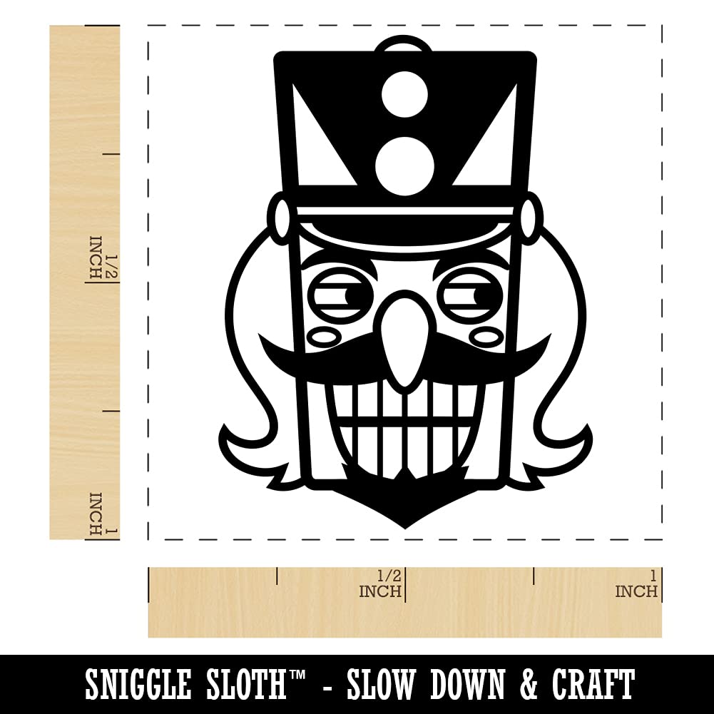 Mischievous Smiling Christmas Nutcracker Rubber Stamp - 1 Inch Self-Inking Stamper with Blue Ink - Perfect for Holiday Cards, Gift Wrapping & DIY Crafts