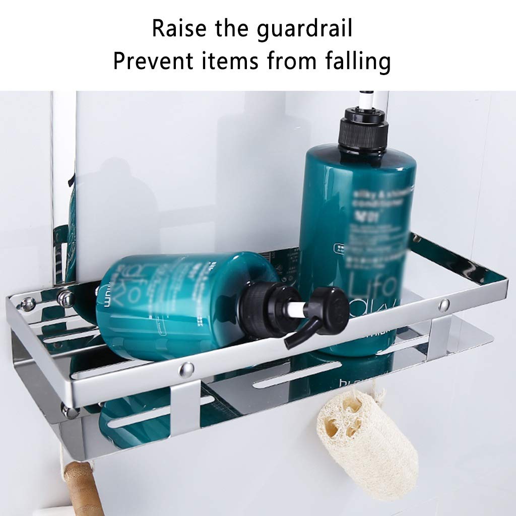 Stainless Steel Floating Shelves for Bathroom & Kitchen - Wall-Mounted Shower Storage Rack with Double Layer Design - Perfect for Organizing Spices, Toiletries & Bath Essentials (Size: Double Layer) - Ideal for Small Space Organization in Bathrooms, Showers & Kitchens