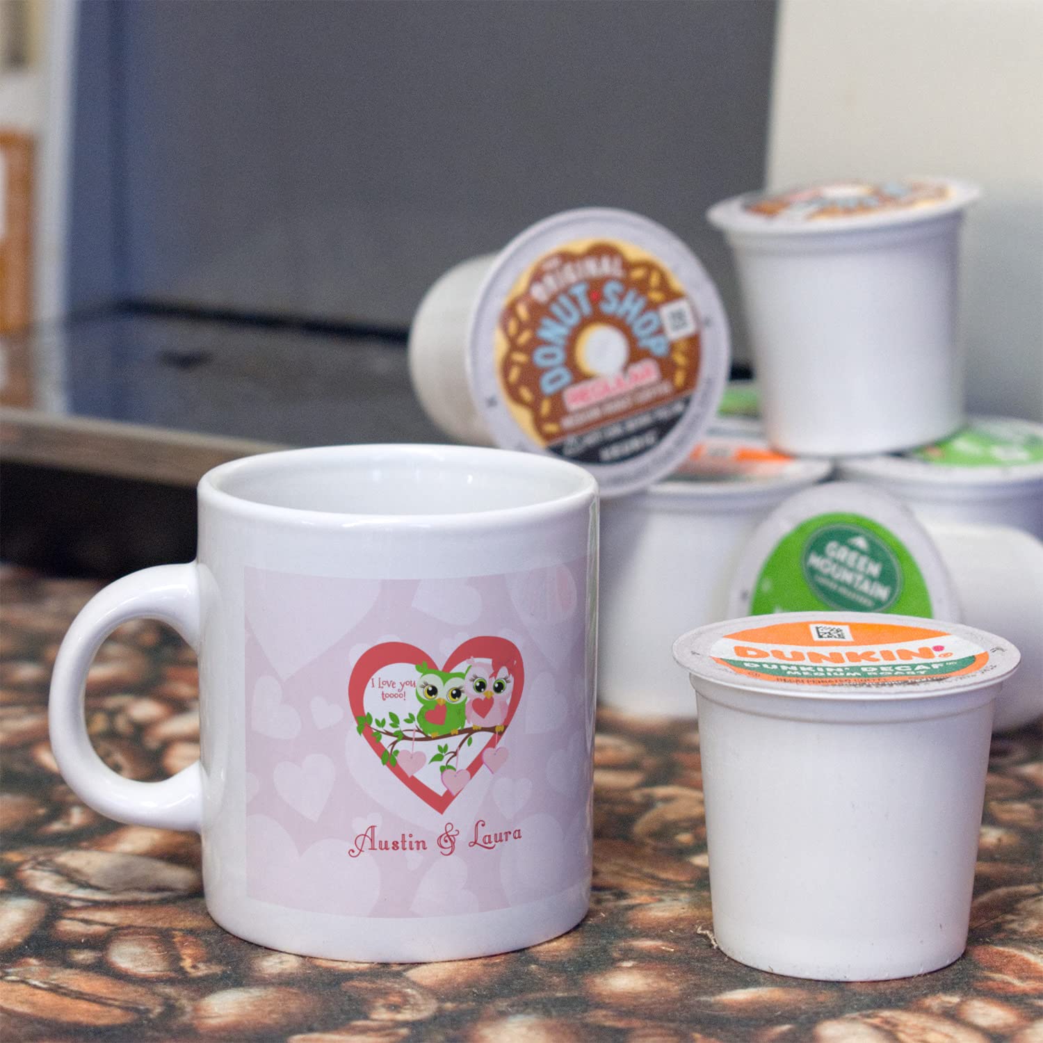 Personalized Valentine Owls Single Shot Espresso Cup - Handmade Ceramic Coffee Mug for Couples, Gift for Her/Him - Perfect for Romantic Dates, Anniversaries & Valentine's Day Coffee Moments
