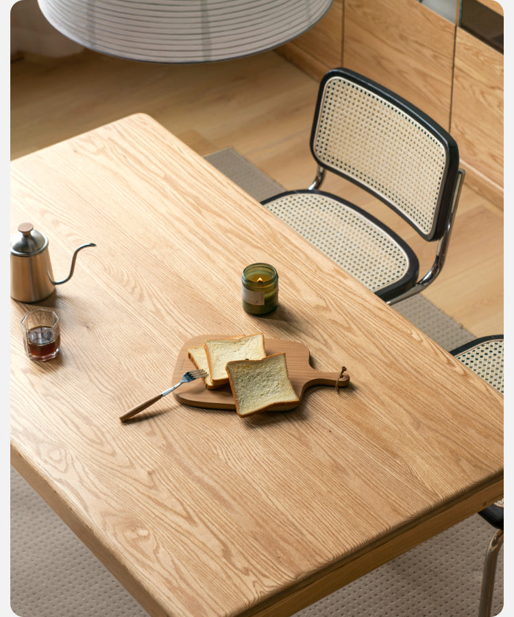 Solid Oak & Ash Wood Rectangular Dining Table - Rustic Log Style for Farmhouse, Cabin & Country Home Decor