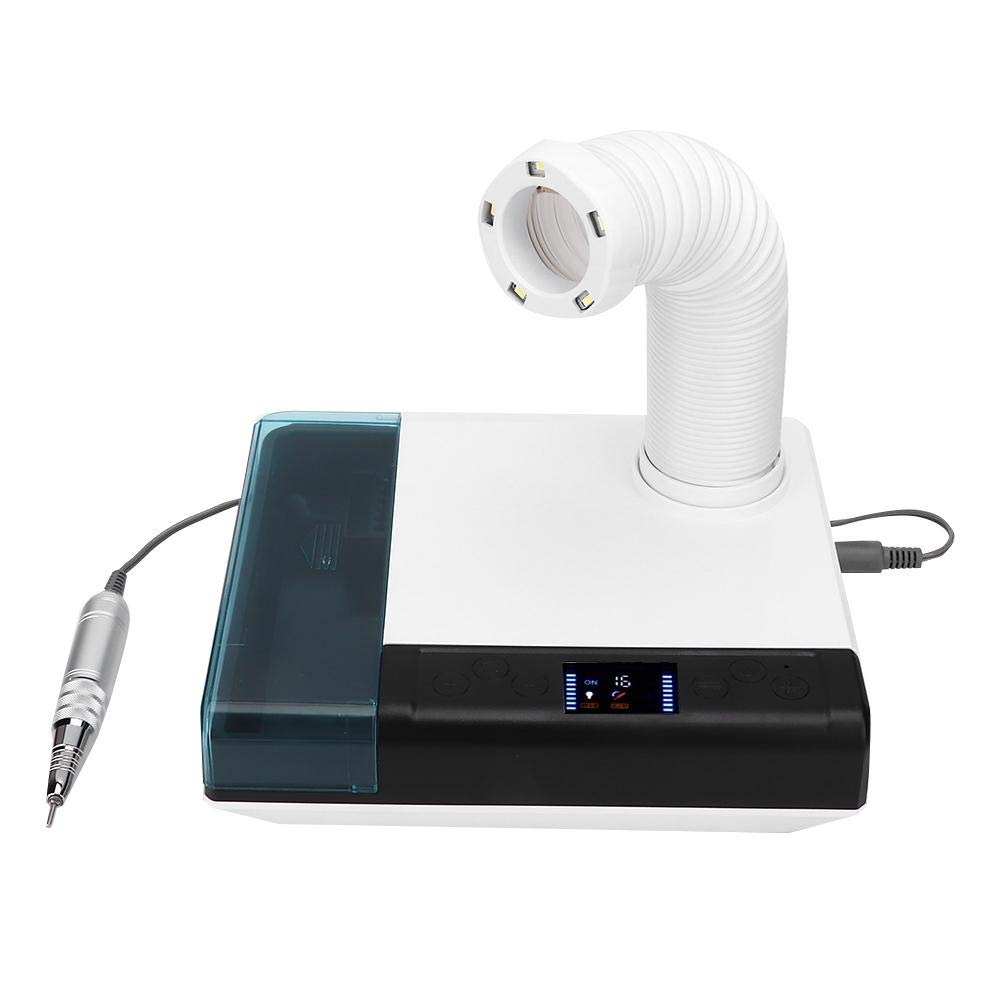 65W Professional Nail Vacuum Cleaner & Polishing Machine with LED Light - All-in-One Nail Dust Collector, Nail Grinder & Polish Remover [UK Plug] - Perfect for Salon, Home Manicure & Nail Art Design