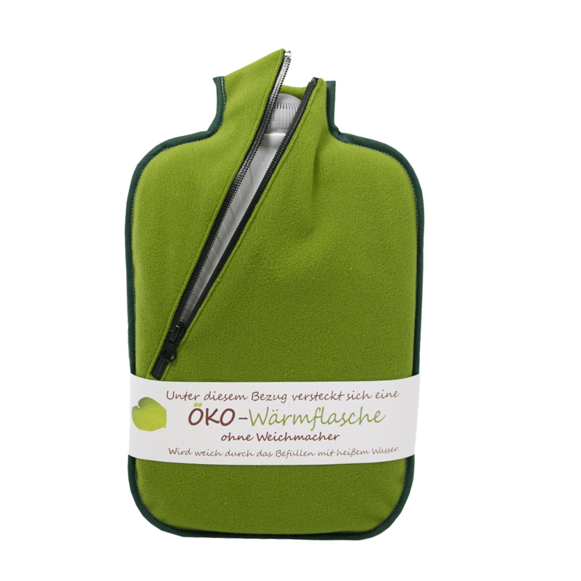 2L Eco-Friendly Hot Water Bottle with Green Zip Cover - Rubberless, Reusable & Sustainable for Pain Relief, Warmth & Comfort - Perfect for Cold Nights, Period Cramps & Muscle Therapy