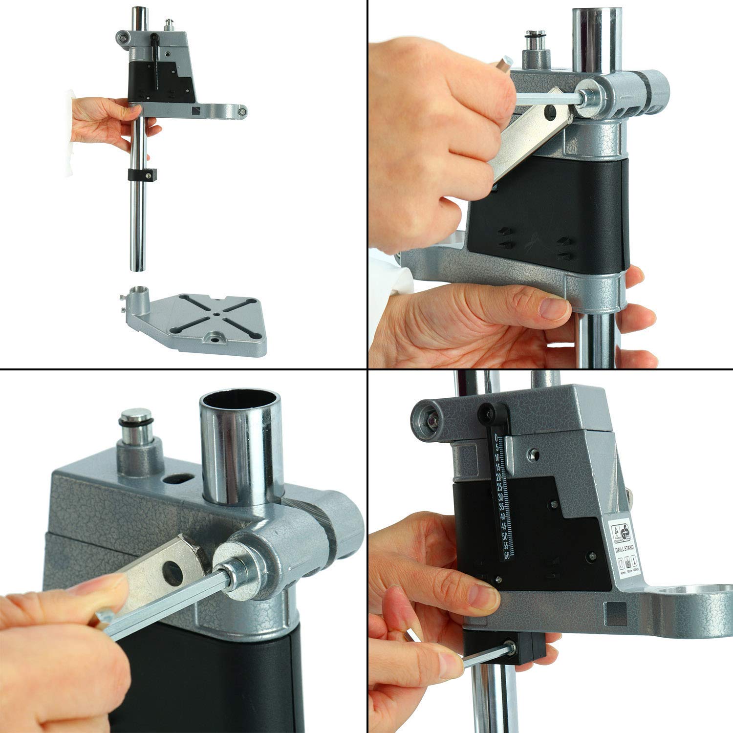 **Universal Adjustable Drill Press Stand for Workbench - Aluminum Base with Single Mounting Hole - Perfect for DIY, Woodworking & Metalworking Projects**