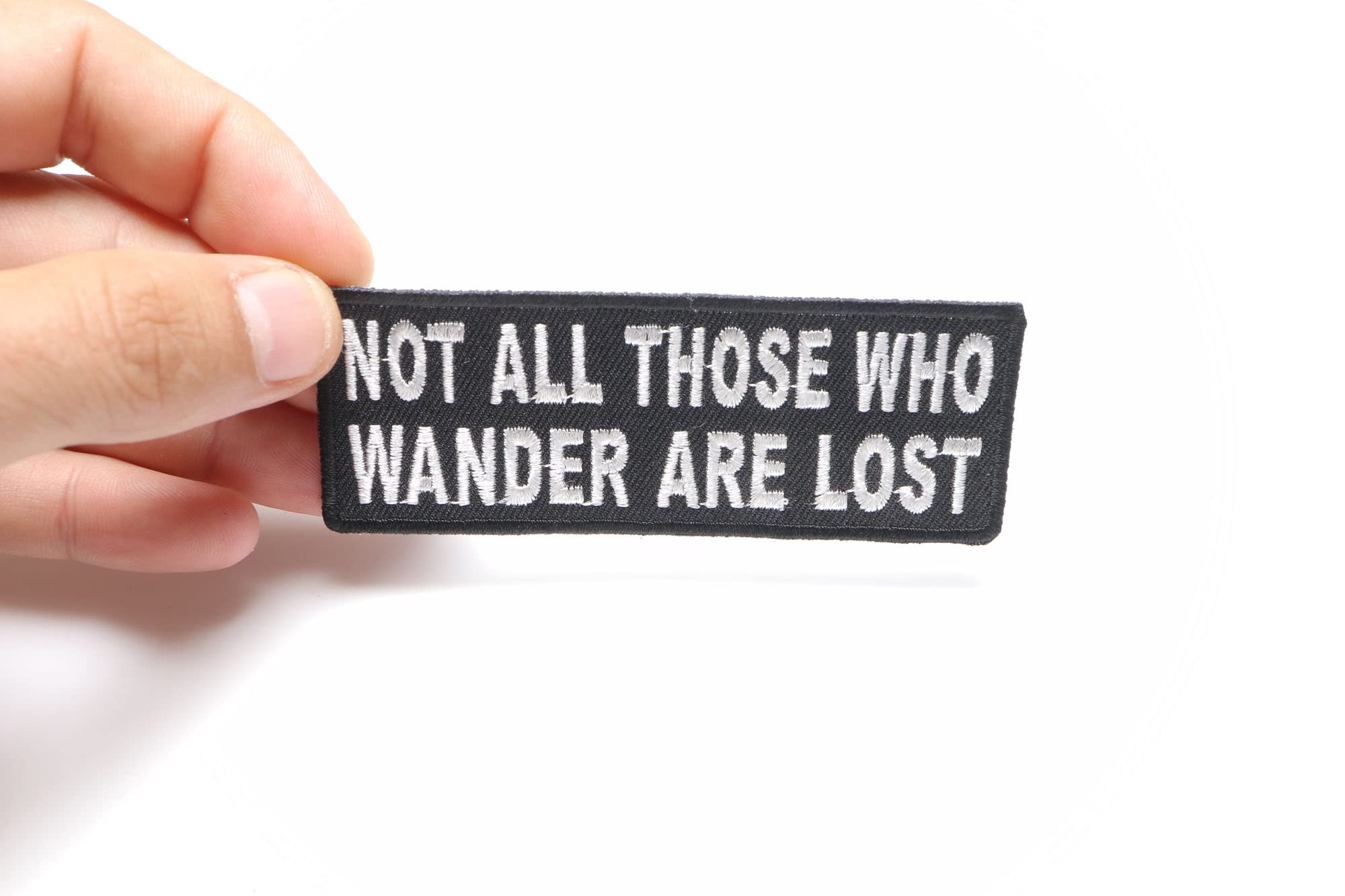 Not All Those Who Wander Are Lost Iron-On Biker Patch - Motorcycle Vest & Jacket Embroidered Badge for Bikers, Riders & Travel Enthusiasts - Perfect for Denim, Leather & Backpacks