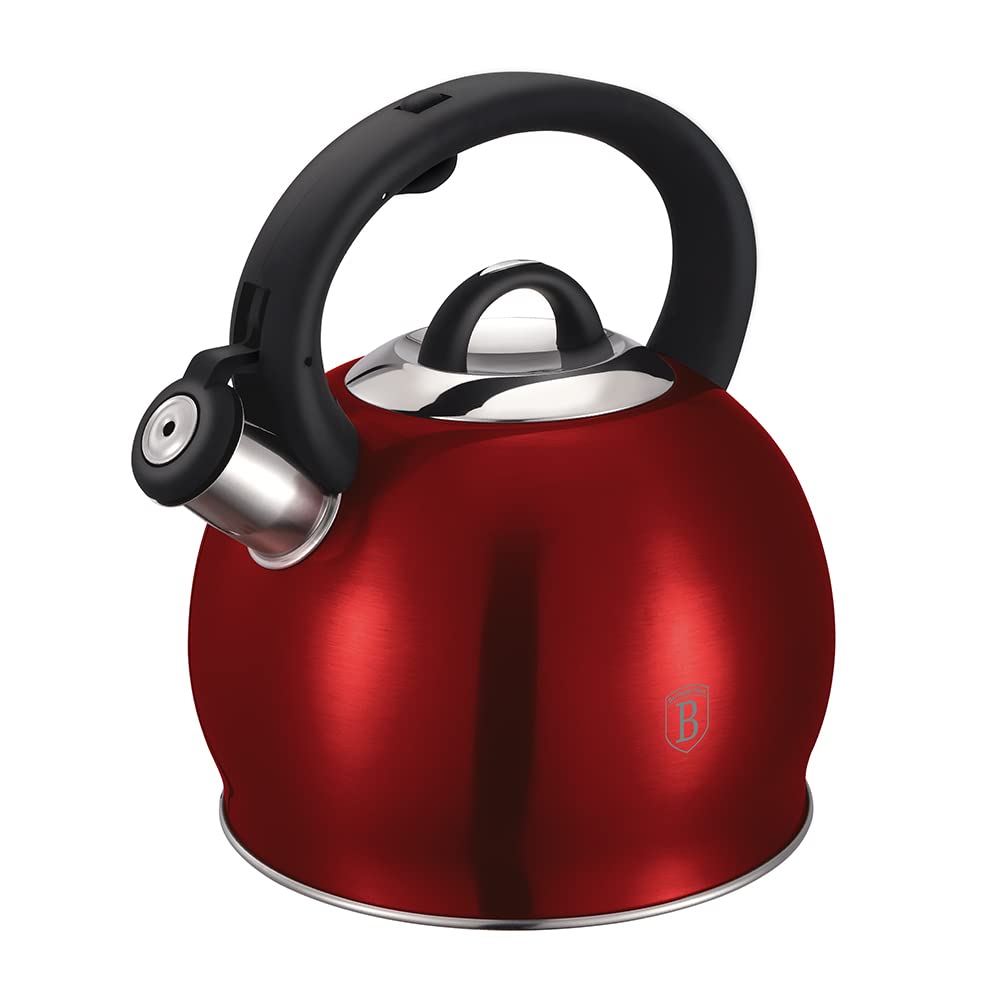 **Berlinger Haus 3.2 Quart Stainless Steel Whistling Tea Kettle - Stovetop Pot with Push Button Handle, Leak-Resistant Spout & Induction Base - Easy to Clean for Tea, Coffee & Hot Water - Perfect for Home, Office & Camping**
