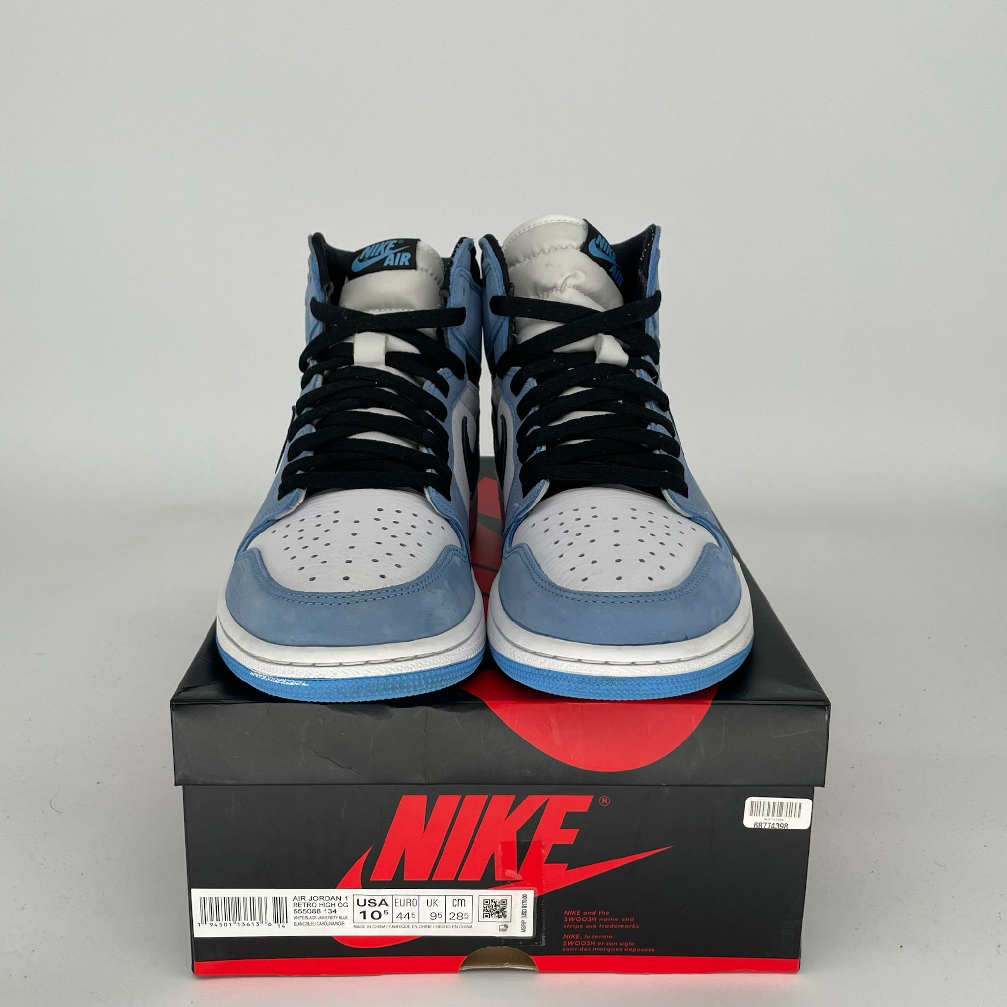 AIR JORDAN 1 UNIVERSITY BLUE MEN'S SNEAKERS SIZE 10.5 (555088-134) - Authentic Retro Basketball Shoes for Casual Wear & Street Style