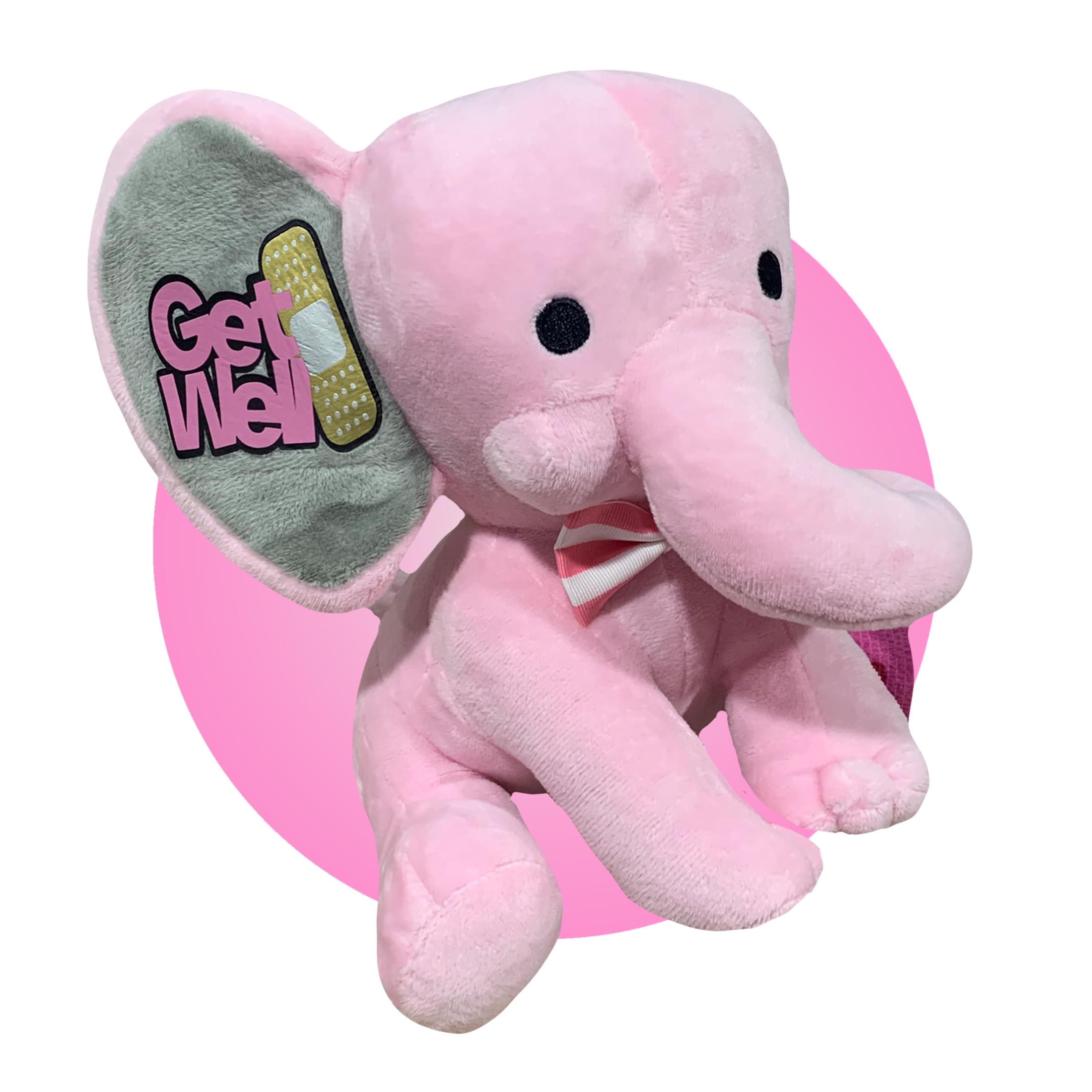 Personalized Pink Elephant Plush Toy - Get Well Soon Gift for Kids with Broken Arms or Legs - Soft Stuffed Animal for Children's Recovery - Perfect for Hospital Stay, Bed Rest & Comfort