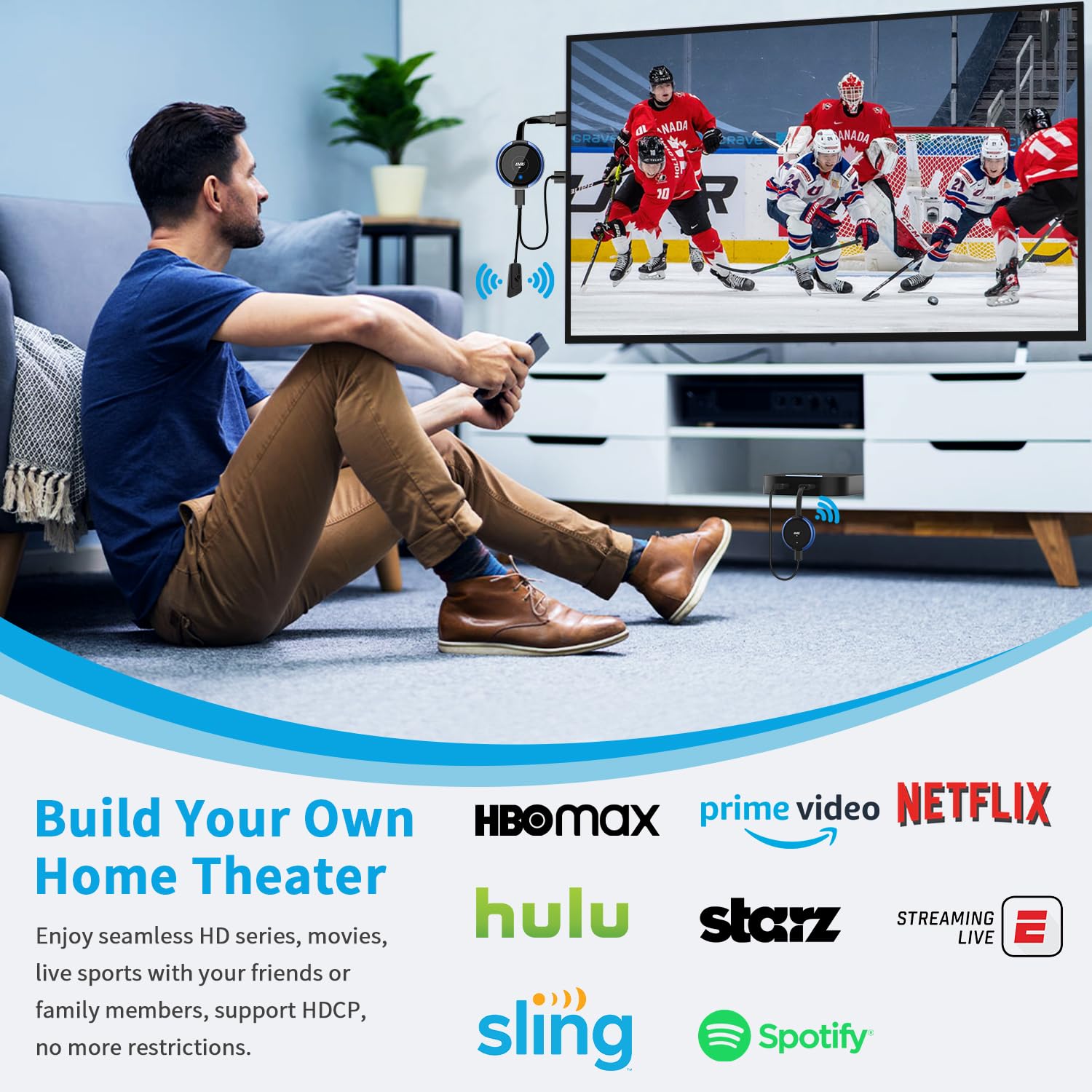 AIMIBO Wireless HDMI Transmitter & Receiver 4K - 165FT Wireless HDMI Extender for 5G Live Streaming | Compatible with Laptop, Camera, Blu-ray, PS5, Netflix | Perfect for Home Theater, Gaming, Business Meetings & Presentations