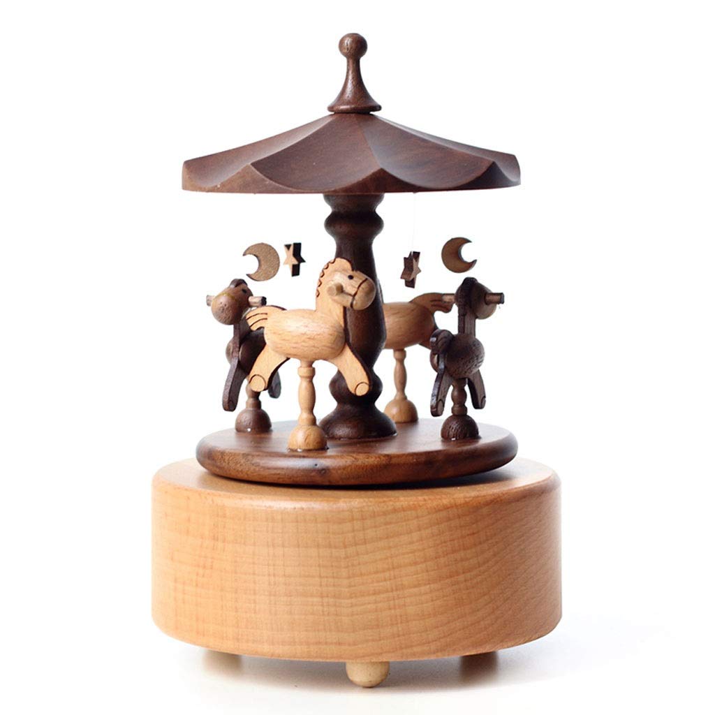 Vintage Wooden Music Box Carousel - Handcrafted Retro Musical Box for Birthday, Christmas & Home Decor - Perfect Gift for Music Lovers & Collectors (Color: A) - Ideal for Nursery Decor, Wedding Favors & Romantic Gifts