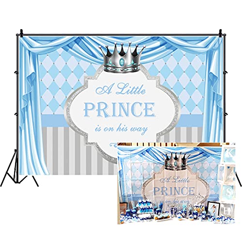 The Little Prince Backdrop 7x5ft - Blue Cartoon Striped Crown Theme for Boys Birthday Party, Baby Shower & Photo Studio Props | Perfect for Cake Tables, Wall Decor & Event Backgrounds