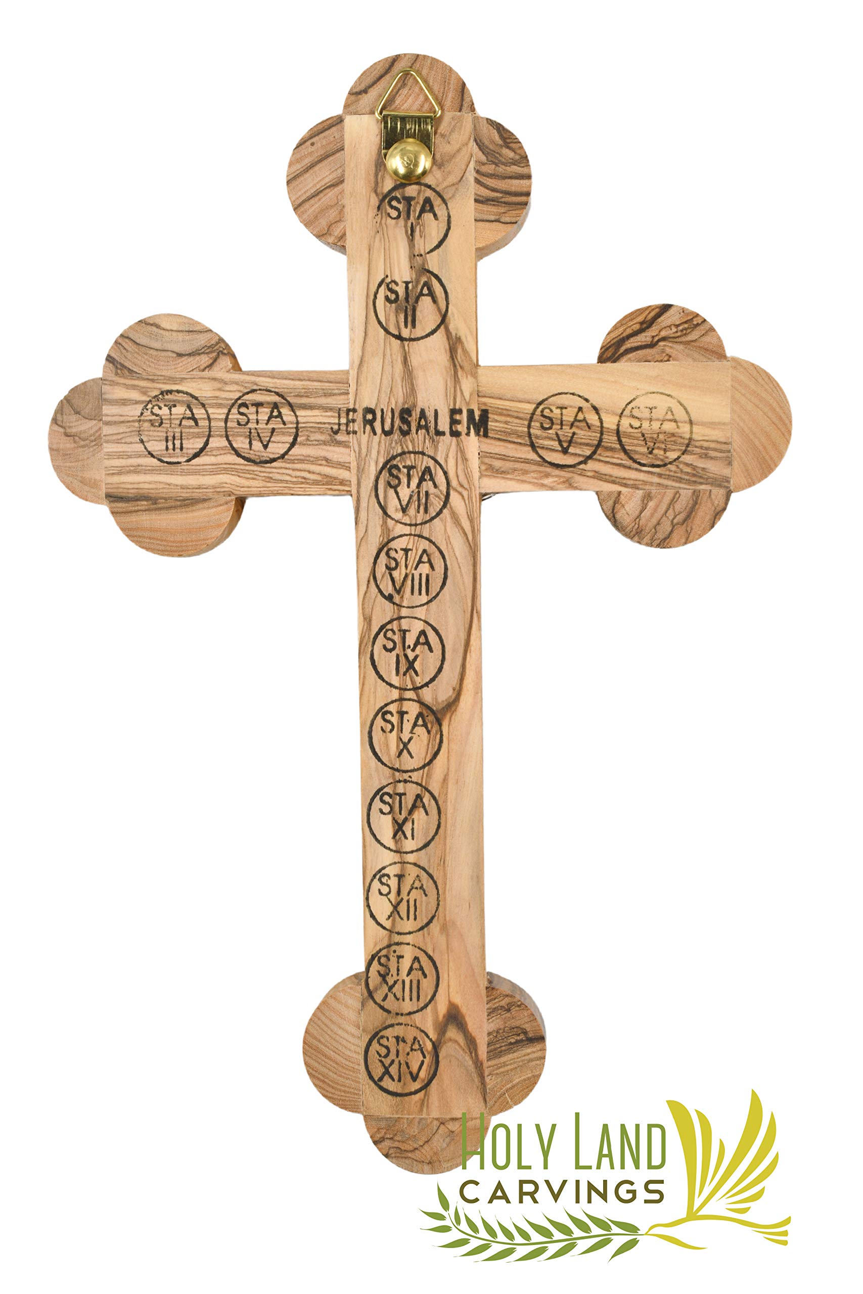 9 Inch Olive Wood Cross with Mother of Pearl Inlay - Handcrafted Holy Land Wall Decor for Christian Homes, Gifts & Church Display | Features 4 Holy Relics for Easter, Christmas & Spiritual Occasions