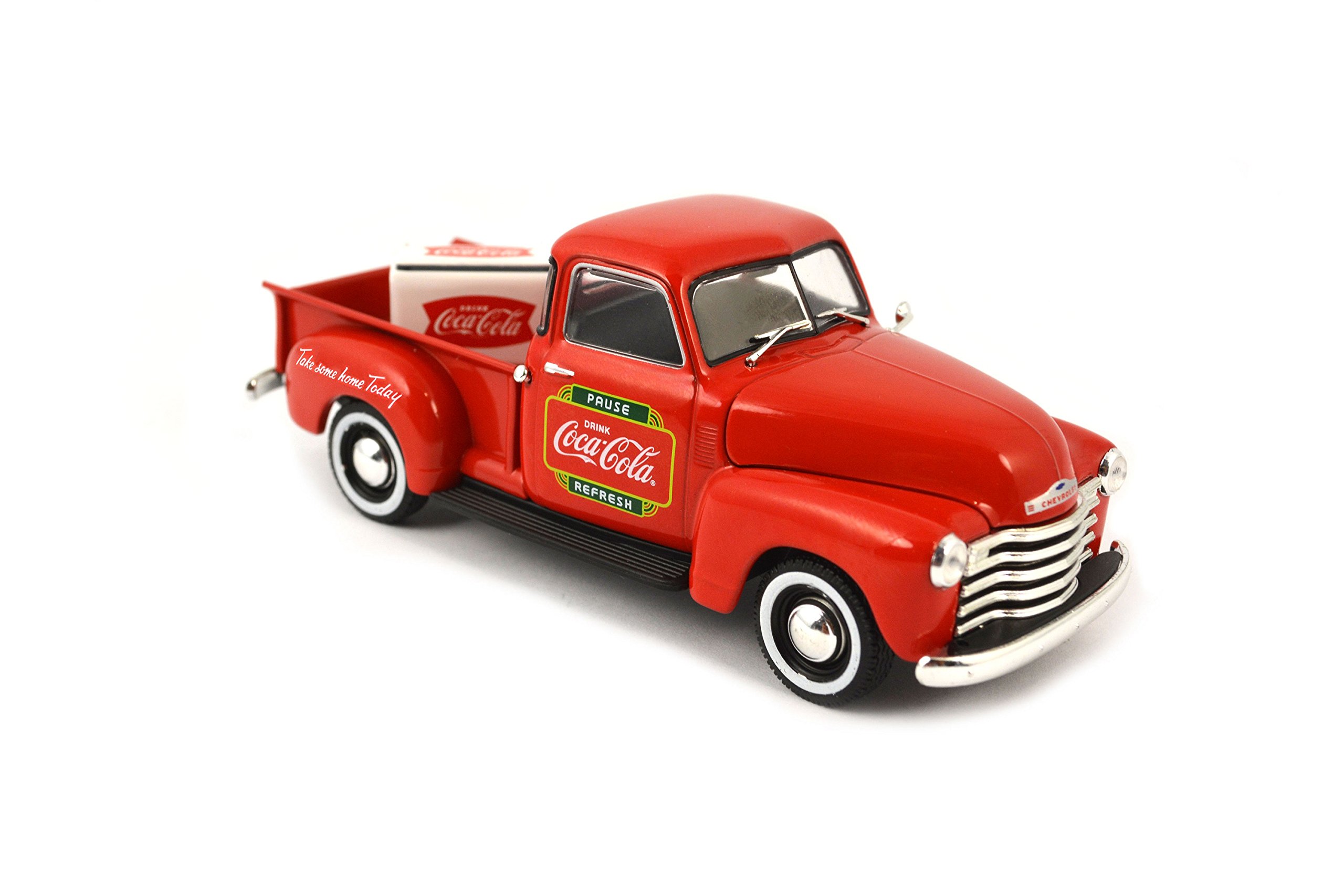 Coca-Cola 1/43 Scale 1953 Chevy Pickup Truck with Metal Cooler - Vintage Collectible Model Car for Display & Gift
