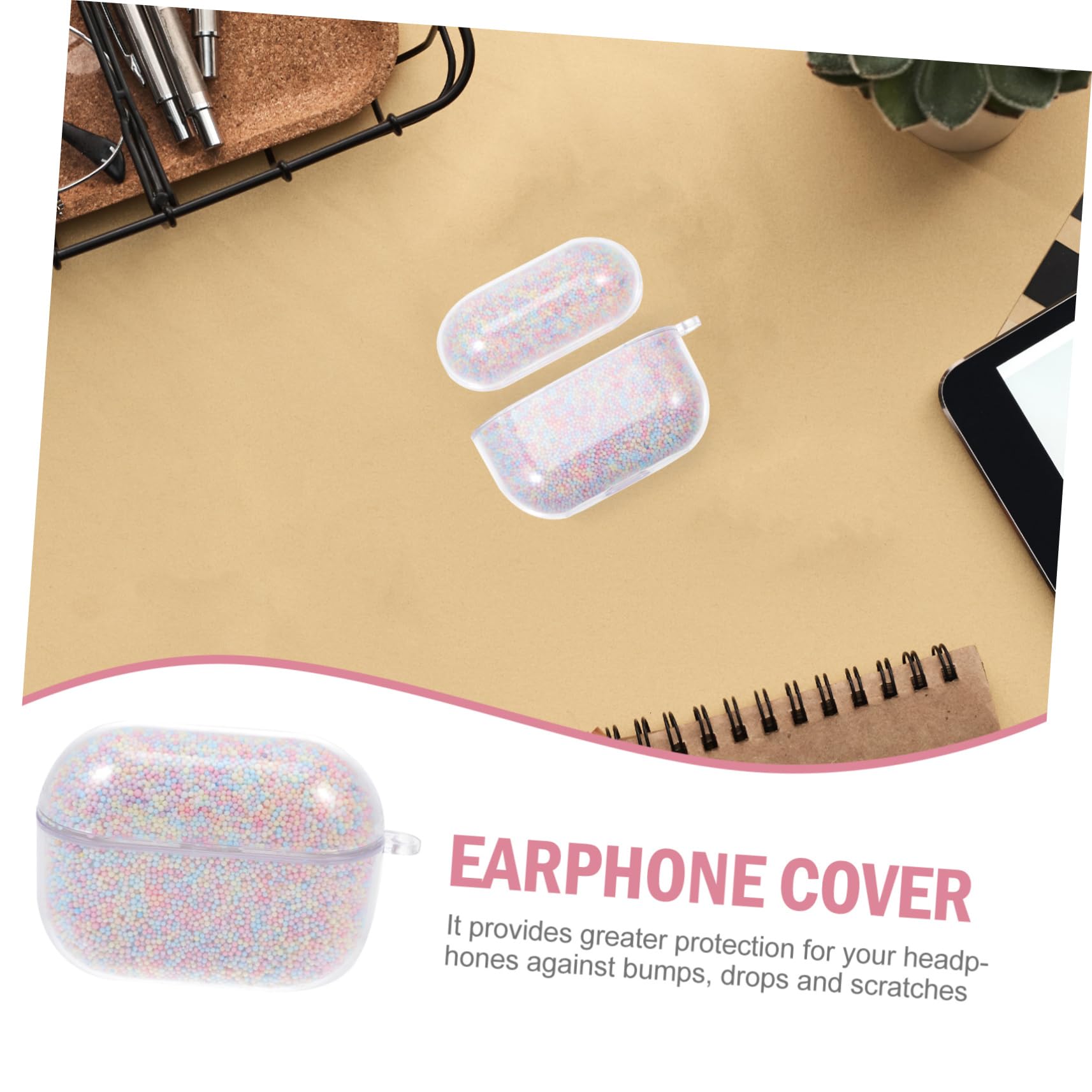 OSALADI 1pc Earphone Case - Protective Headset Cover with Decorative Beads for AirPods, Wireless Earbuds - Portable Storage Pouch for Travel, Gym & Daily Use