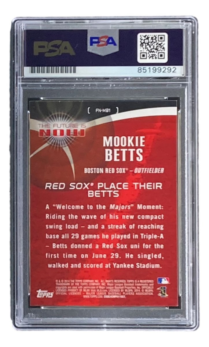 Authentic Mookie Betts Signed 2014 Topps #FN MB1 Red Sox Rookie Card - PSA/DNA Certified - Perfect for Baseball Memorabilia Collectors & Sports Fans Display