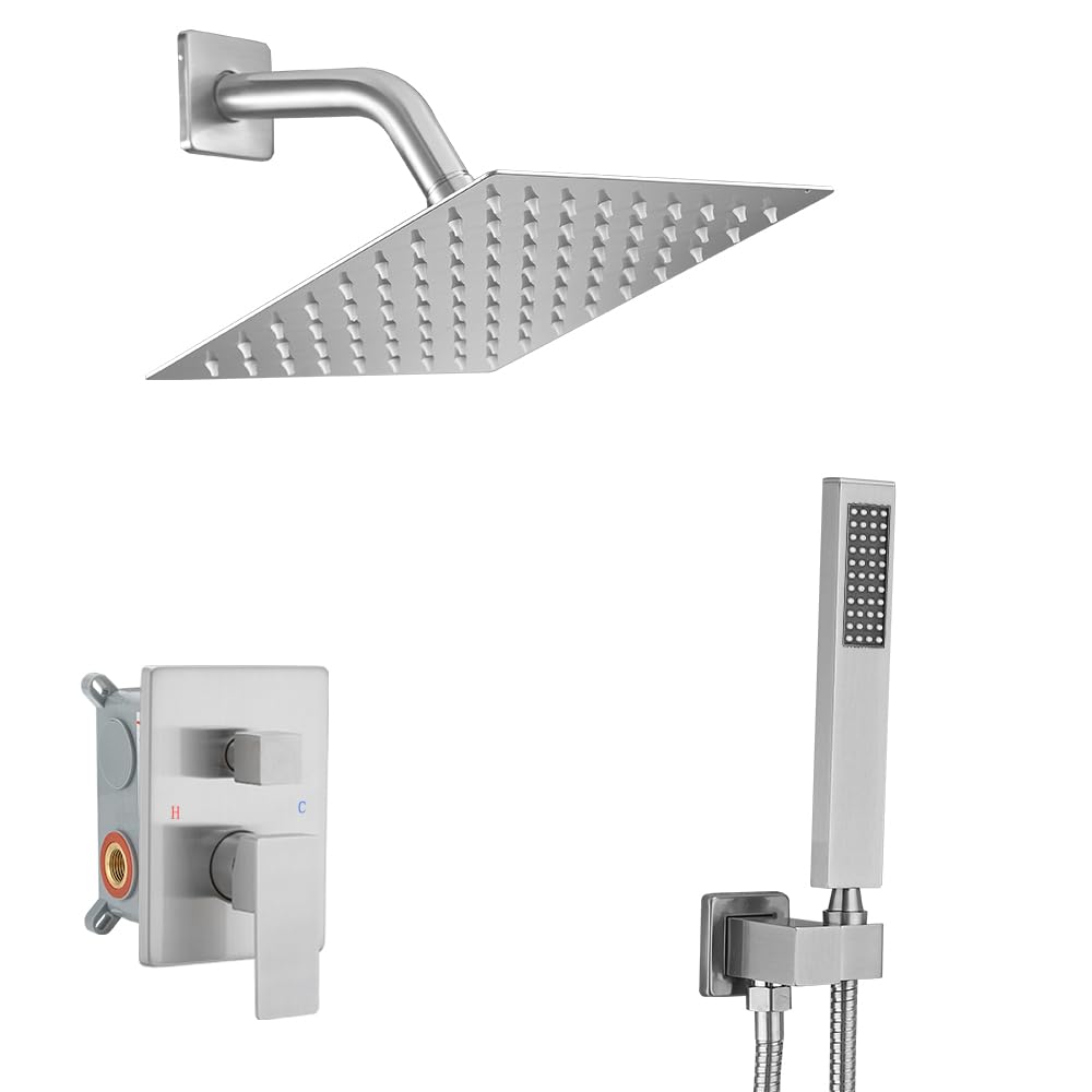 Luxury Brushed Nickel Shower System - 8