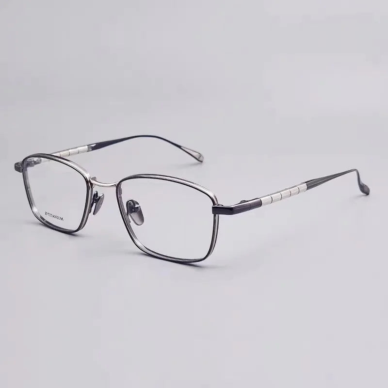 Aimee Men's Full Rim Square Titanium Eyeglasses Frame 27015 - Lightweight Durable Glasses for Work, Reading & Everyday Use