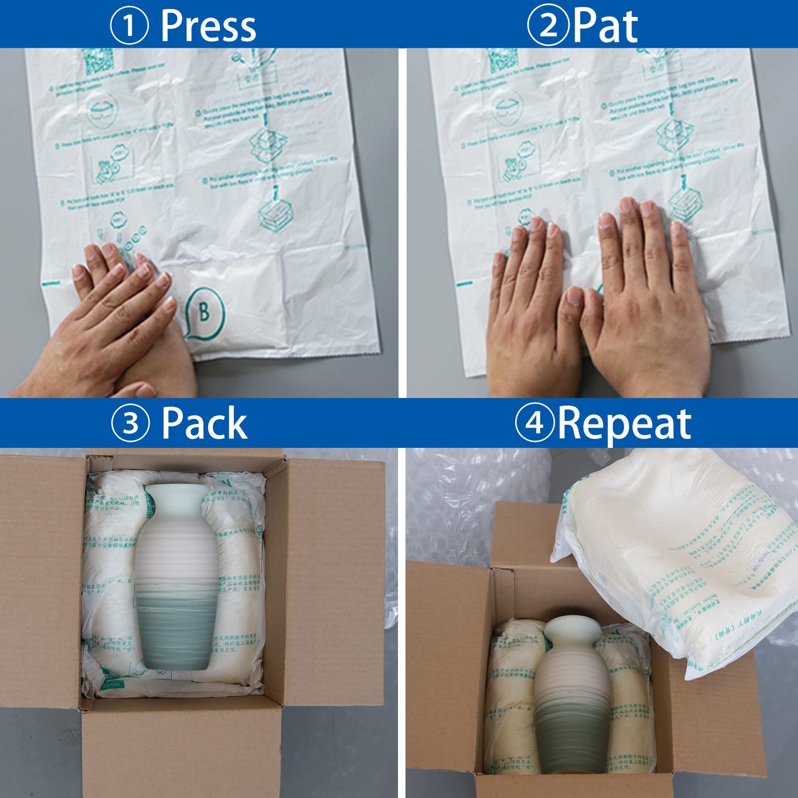 MINI AIR EASI Foam Packaging Bags - 26 Pack #10 Expanding Foam Cushioning for 8x8x8 Inch Boxes | Perfect for Shipping Fragile Items, Electronics & Gifts