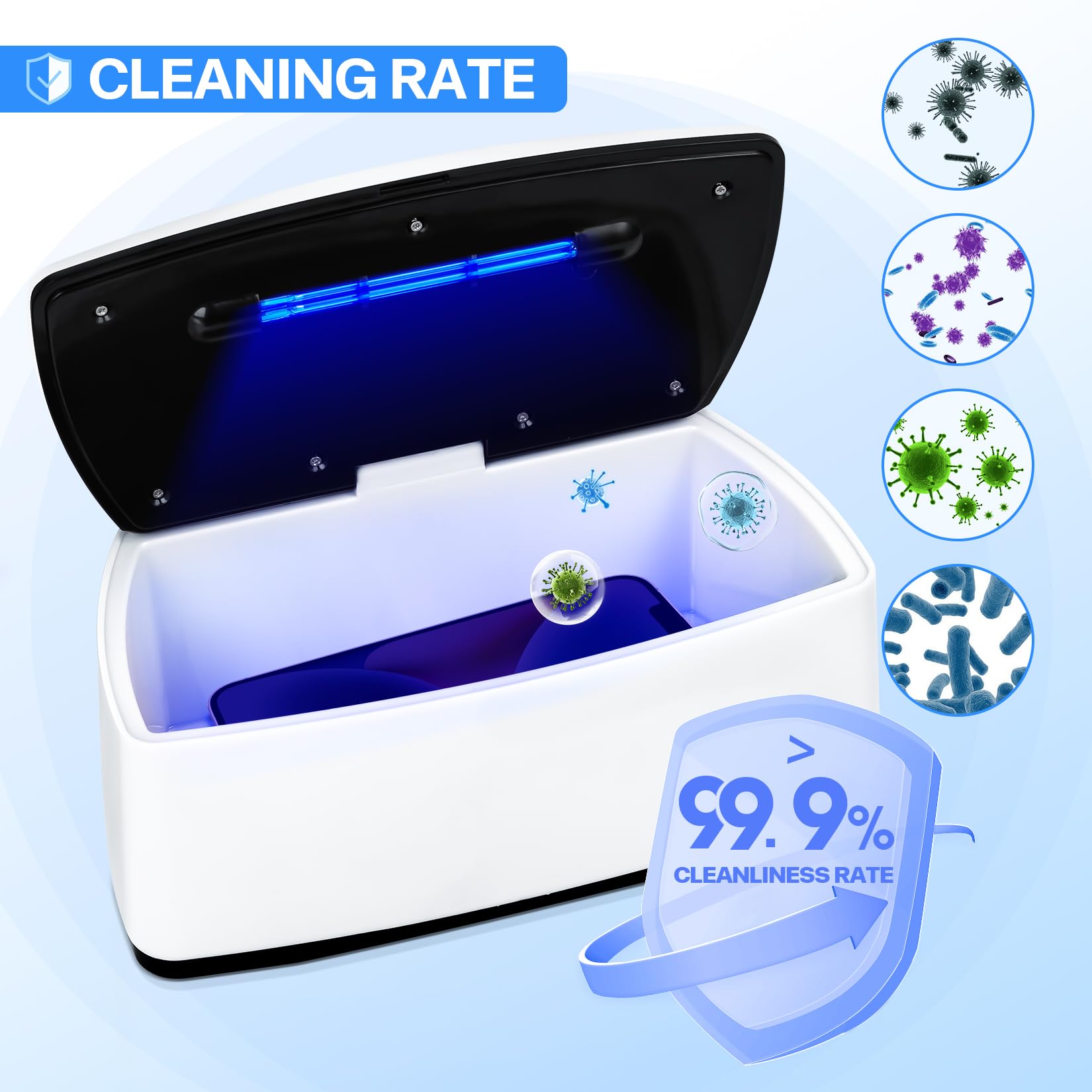 Portable 1L USB Nail Tool Sterilizer - High Temperature Cleaning Box for Manicure Salon, Tattoo Tools, Jewelry, Watches & Phones - Perfect for Salon, Home & Travel Use (White)