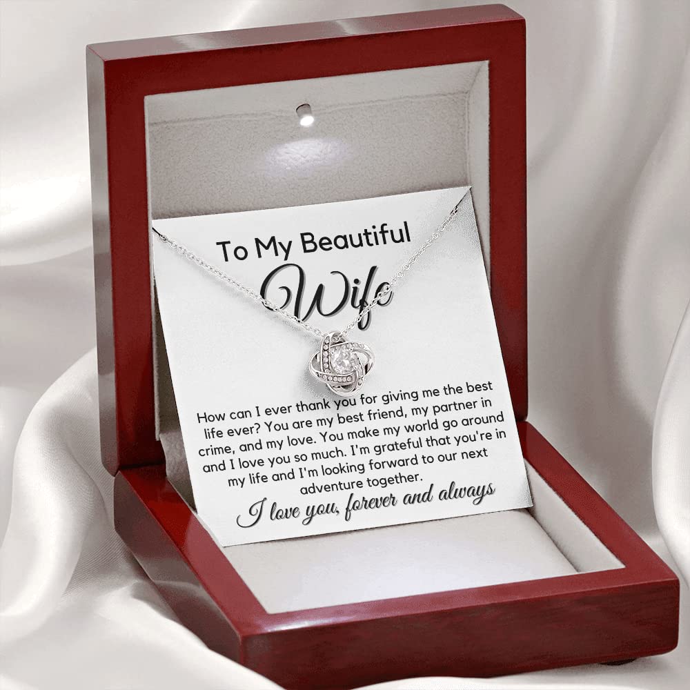 Best Friend Wife Love Knot Necklace - Romantic Jewelry Gift for Wife, Mother's Day Present, Birthday Gift for Her, Soulmate Necklace for Women | Perfect for Anniversaries, Valentine's Day & Special Occasions