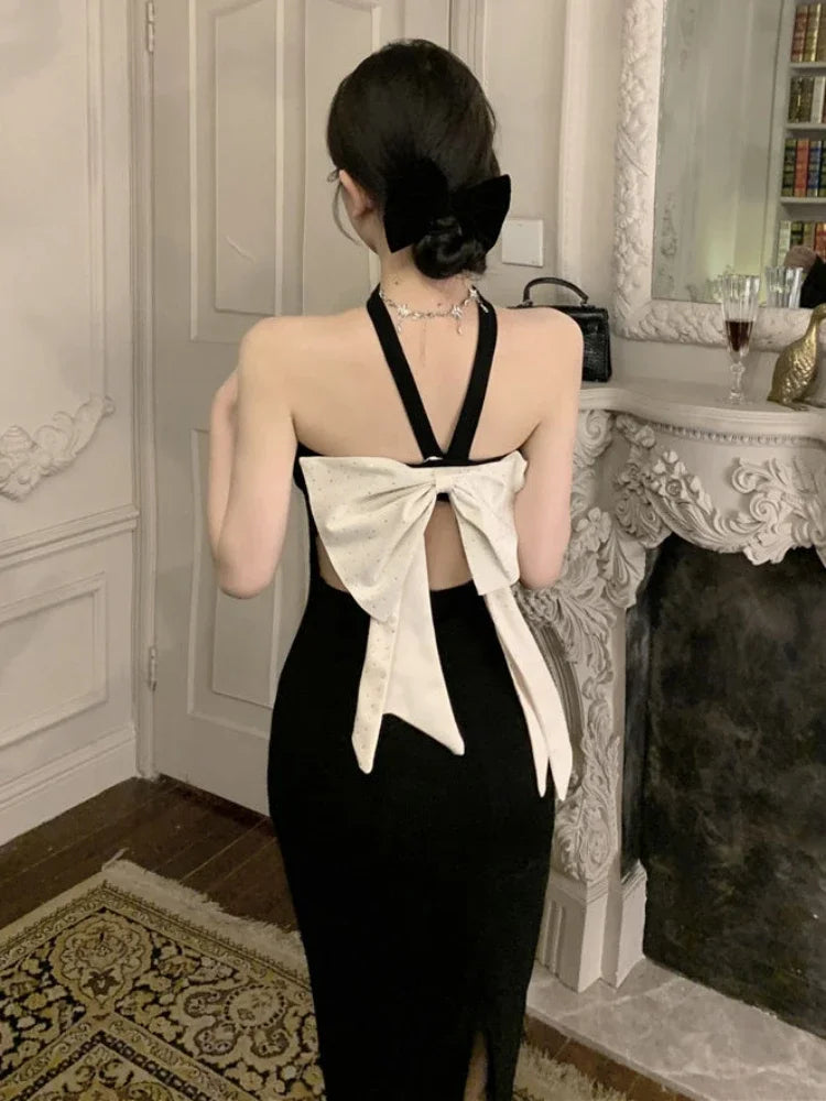 Elegant Backless Party Dress for Women - Vintage Off Shoulder Bodycon Mini Dress with Split Wrap Design | Perfect for Summer Nights, Date Nights, and Cocktail Parties